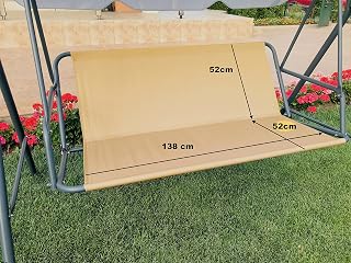 PETELA Replacement Swing Seat Cover Garden Swing Seat Cover Hammock Chair Garden Furniture Swing Chair Outdoor Garden Chair Covers Bench Cover (138cm x 52cm x 52cm, Beige)