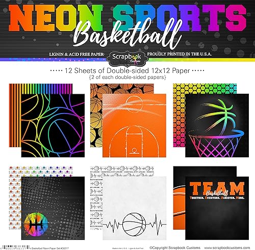 Scrapbook Customs Kit de álbumes de recortes de neón de baloncesto