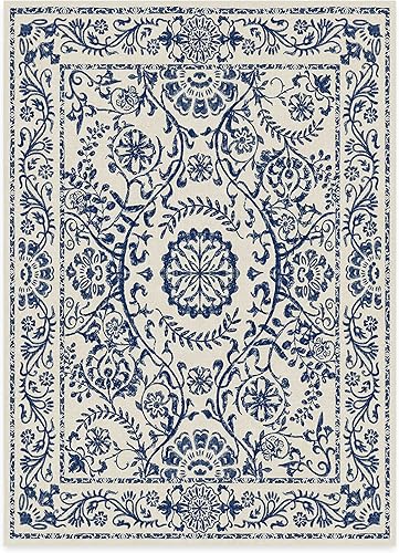 RUGGABLE Delphina Alfombra lavable, perfecta alfombra vintage para sala de estar, dormitorio, cocina, apta para mascotas y niños, no tóxica,