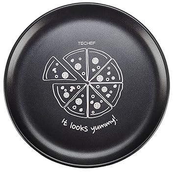 TeChef - 14-inch Pizza Pan with Teflon Select Non-Stick Coating (PFOA Free) / Dupont Print Designs Technology (Pizza - White)