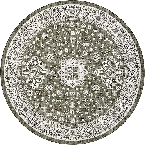 Miniatura 299 de Rugs.com Outdoor Aztec Collection Alfombra – 4 x 6 pies alfombra de tejido plano gris carbón perfecta para salas de estar, grandes comedores, planos