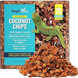 ReptiCasa Organic Coconut Chips Expandable Substrate Block for Reptiles, Snakes, Tortoise, and Amphibians, Natural Fiber F...