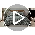 MILDLY King Size Duvet Cover Set 100% Long-Staple Cotton Luxury Green Floral Patten Reversible Comforter Cover Set 3Pcs