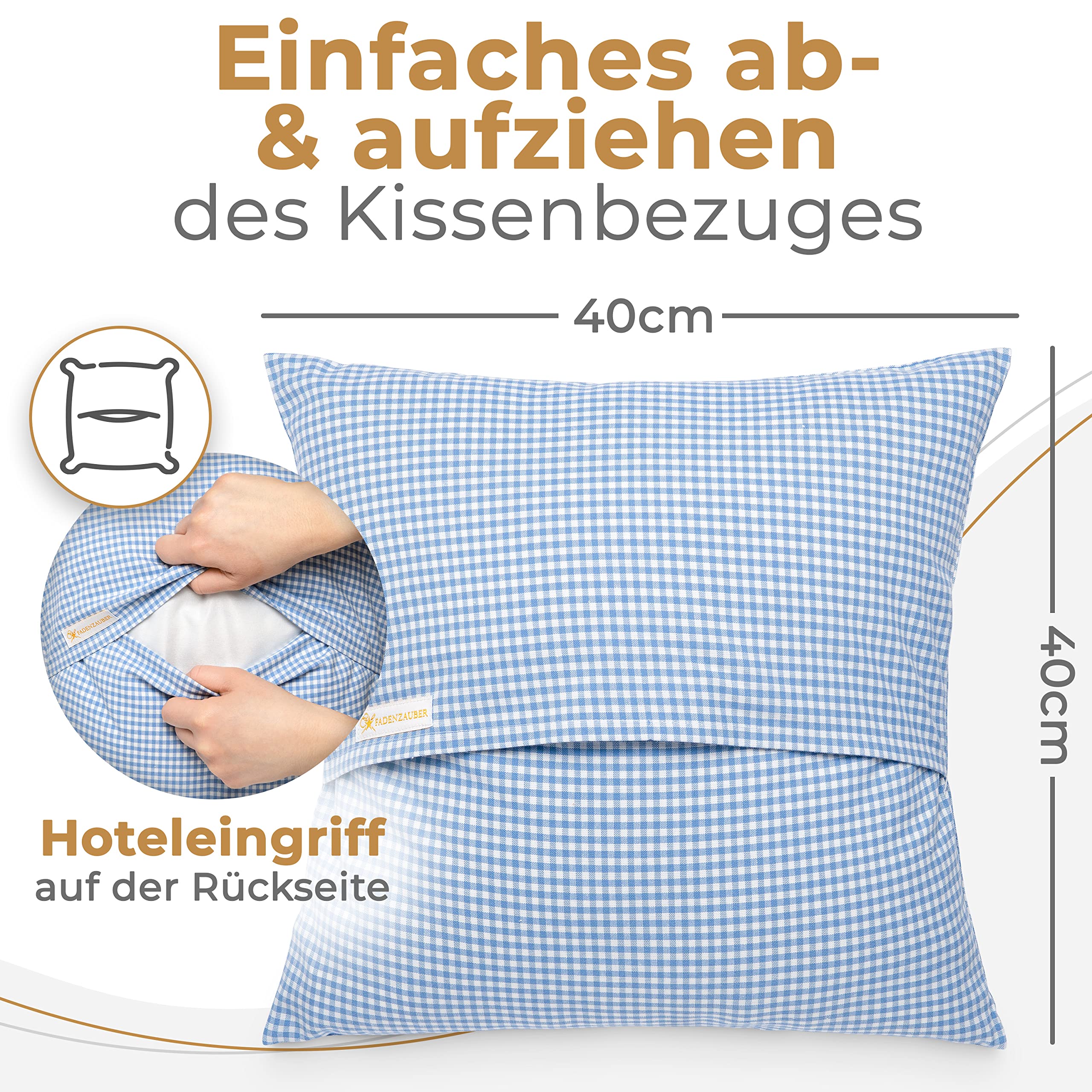 FADENZAUBER Babykissen personalisierbar mit Namen 40x40 cm für Jungs/Mädels | inkl. Glückwunschkarte, Handmade aus Deutschland