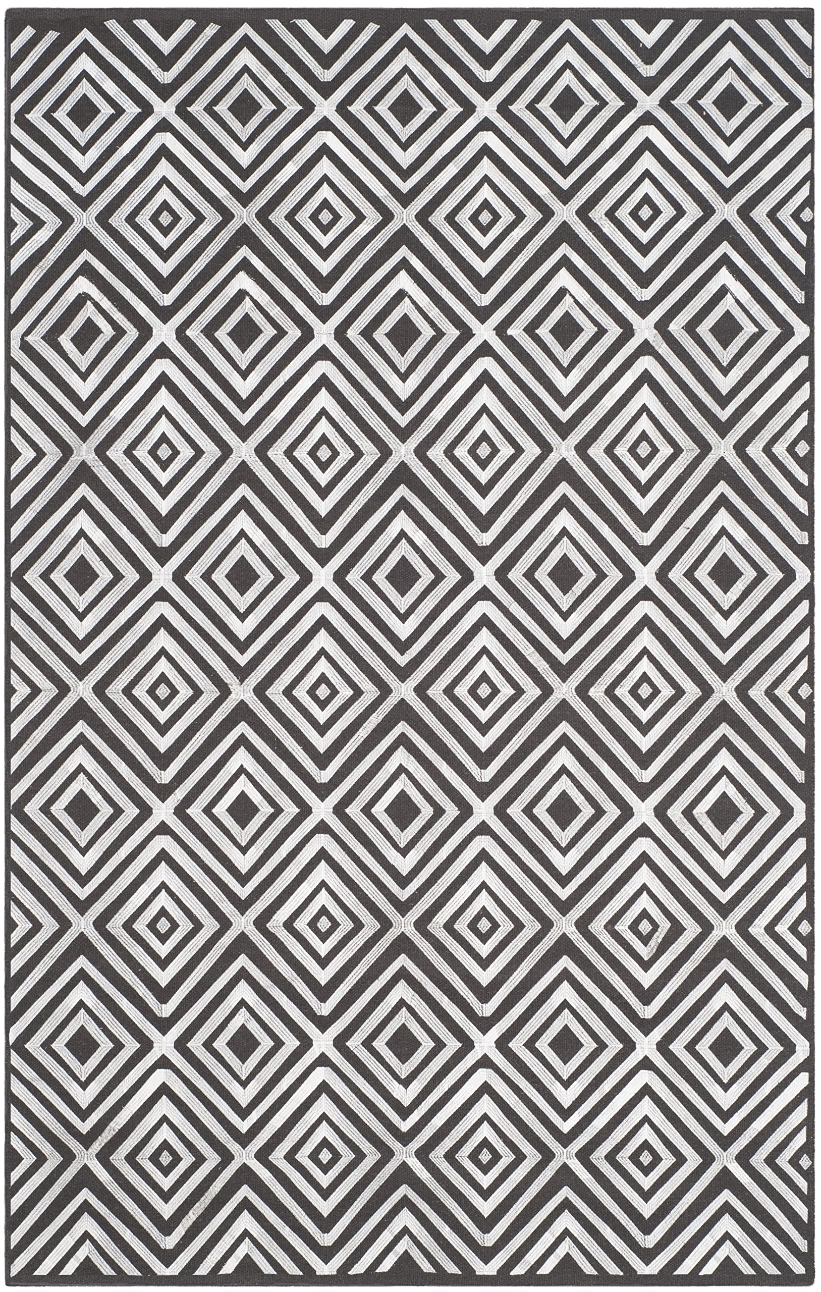 SAFAVIEH Tapis géométrique pour Salon, Salle à Manger, Chambre à Coucher - Kilim Collection, Tapis à Poil Court, Fusain, 152 X 244 cm