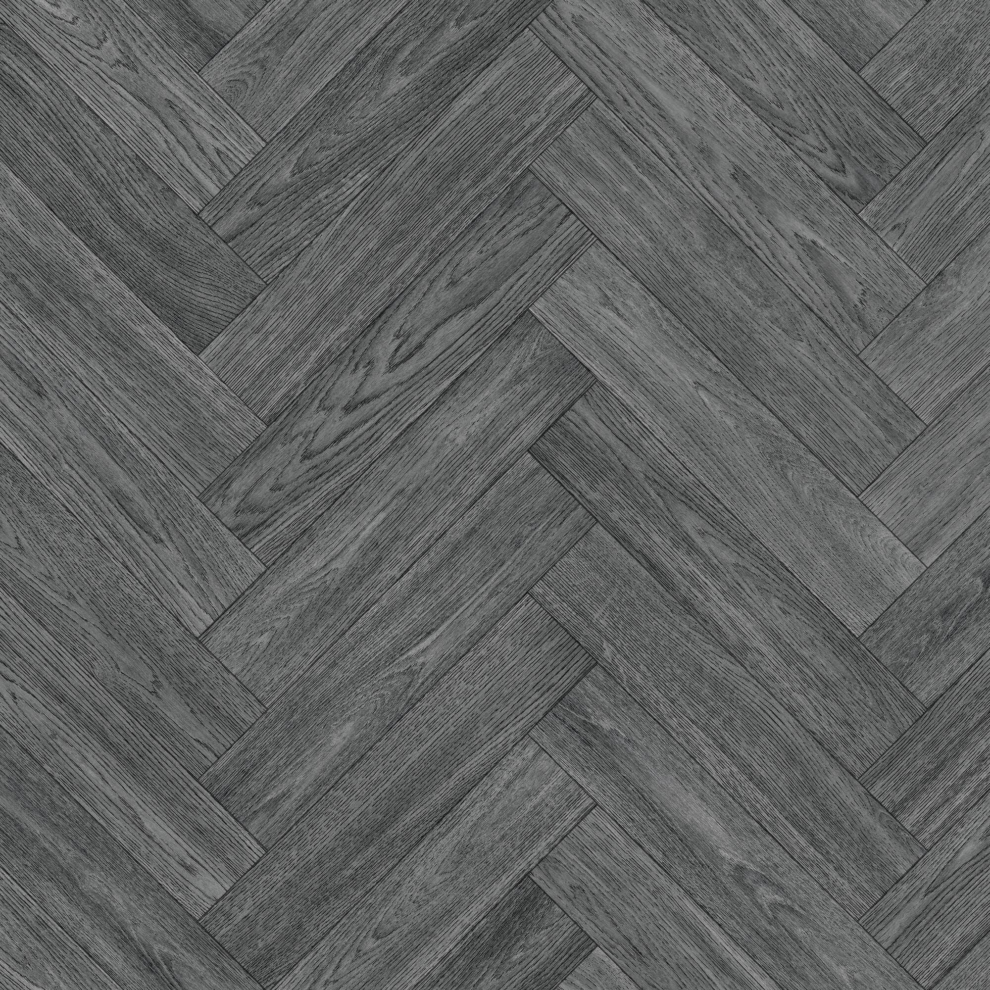 Vinyl Flooring Wood Oak Herringbone Design Foam Backed Vinyl Flooring Roll | Non-Slip Easy Clean Waterproof Lino Vinyl Floor | Living Dining Room, Lounge, Hallway Flooring (Dark Grey, 2m x 7m)