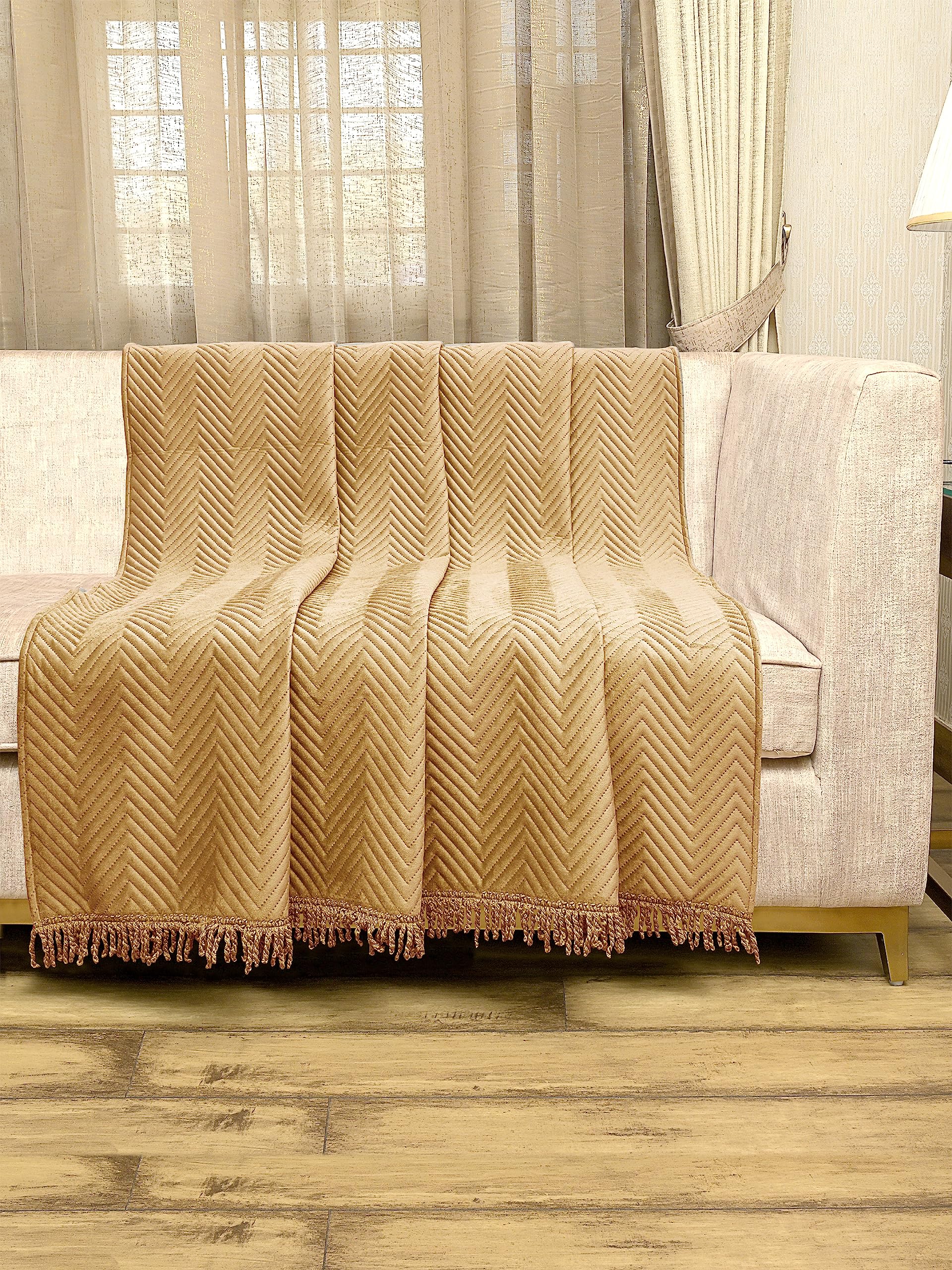 SARAL HOME EASY LIVING Velvet Chevron 3 Seater Sofa Throw(140X210 Cm)-Gold (B0CB48VCNH) Amazon Price History, Amazon Price Tracker