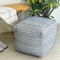 Vista 1 de Chardin home UNSTUFFED Ottoman, Cozy & Bohemian Pouf Covers, Hand Crafted Casual Seating, Footrest, Square Floor Pillow for Home, Office, Bedroom