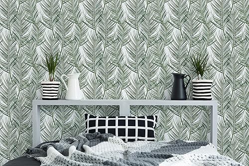 Transform Papel pintado de palma blanca y verde Transform Papel pintado de palma blanca y verde