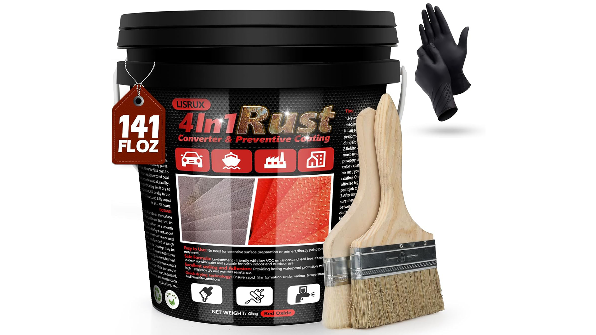 Amazon.com: LISRUX Rust Converter & Metal Primer, 141 Fl Oz Black