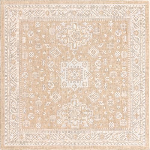 Miniatura 583 de Rugs.com Outdoor Aztec Collection Alfombra – 4 x 6 pies alfombra de tejido plano gris carbón perfecta para salas de estar, grandes comedores, planos