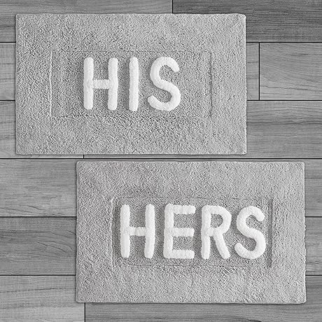Creative Home Ideas Soft Cotton & Machine Washable His and Hers 2-Piece Bath Rug Set