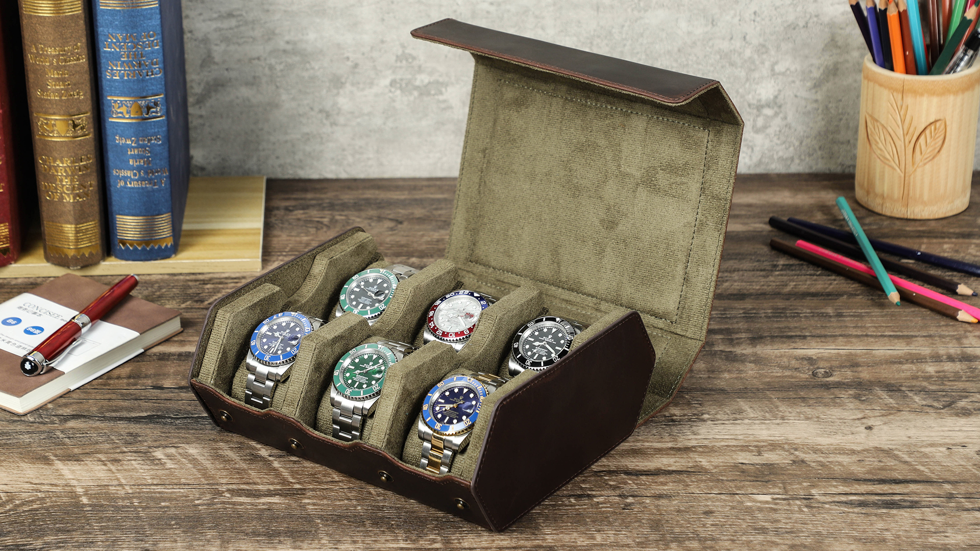 Amazon.co.jp: Contact's family 腕時計ロール 6 本用 六角型レトロ