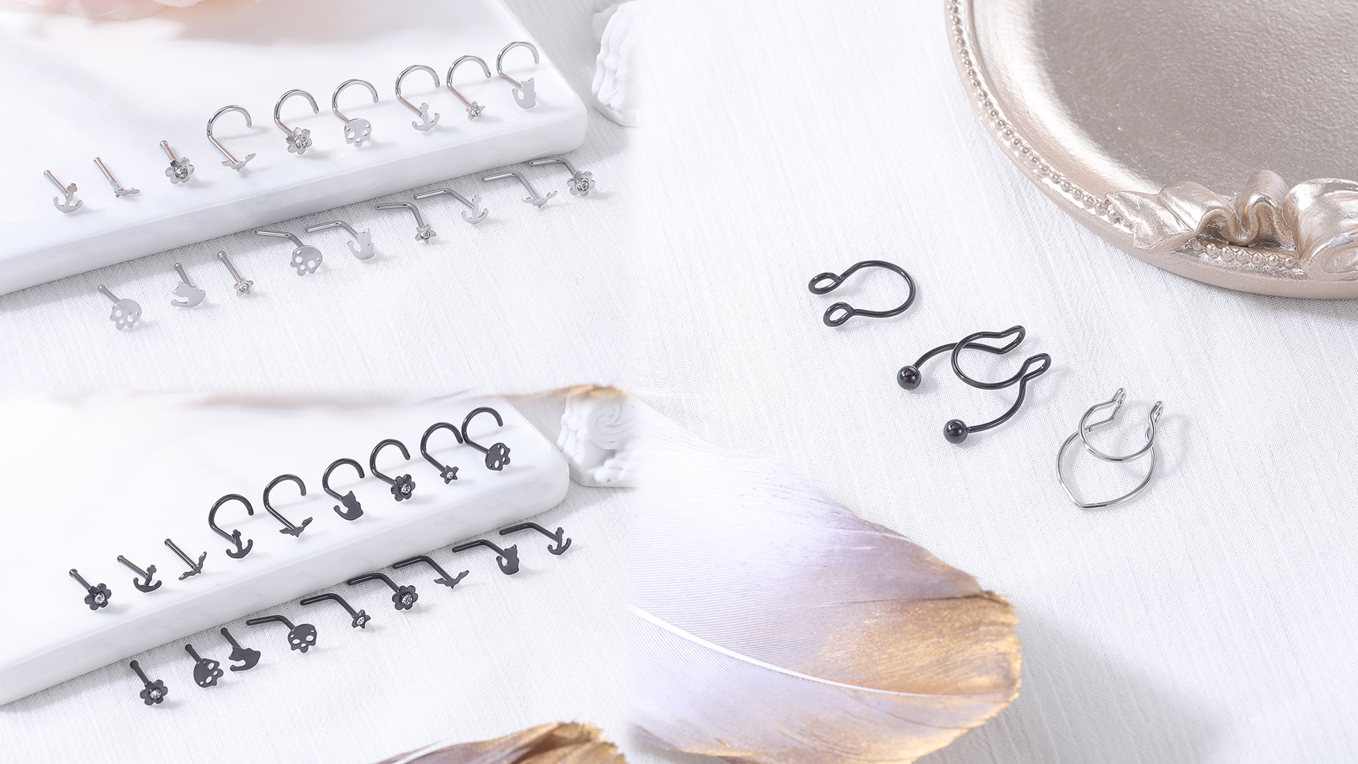 Amazon.com: ZS 20G Corkscrew Nose Rings Surgical Steel L-Shaped