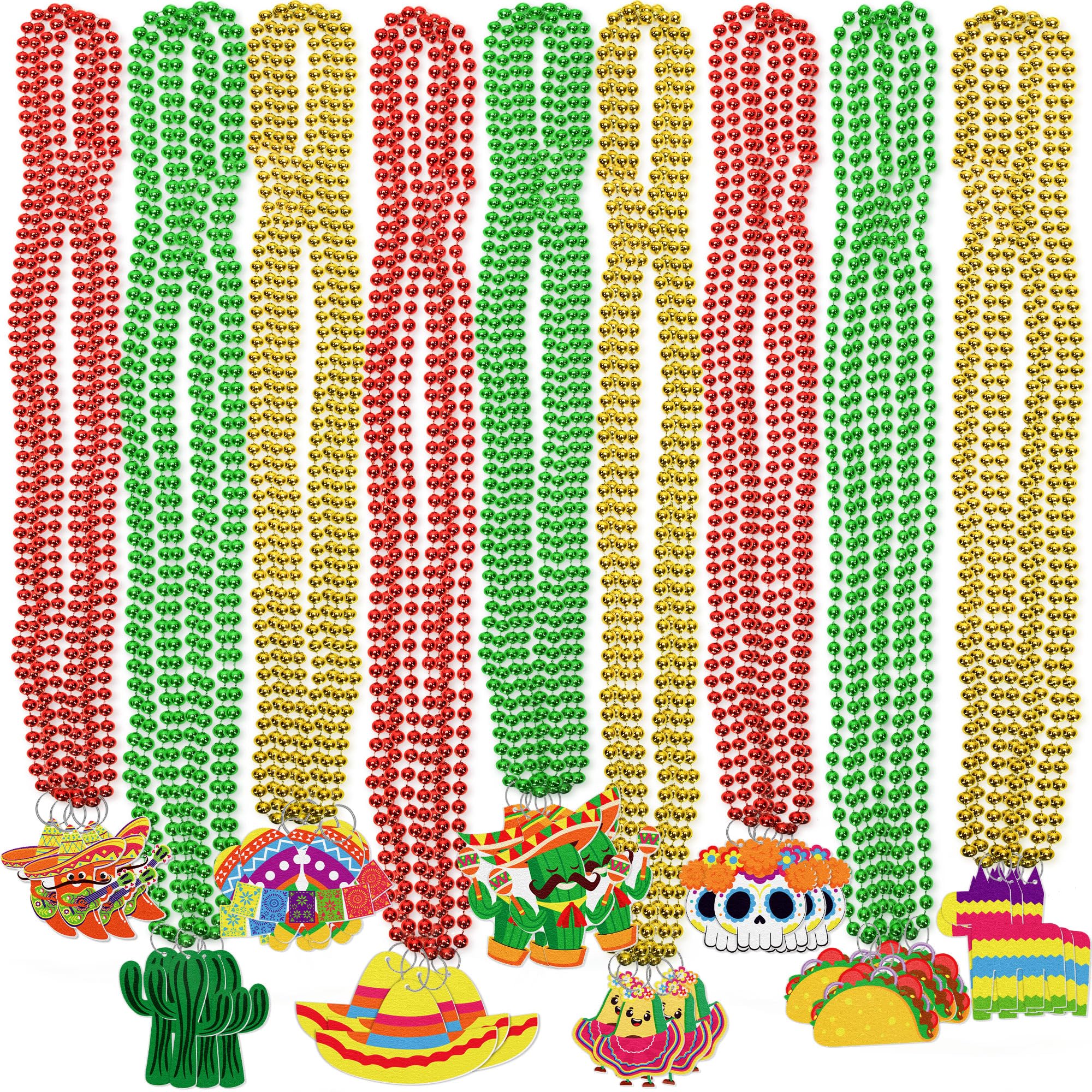 jollylife Cinco de Mayo Fiesta Beaded Necklaces Mexican Colorful Beads Party Decorations Favors Birthday Supplies