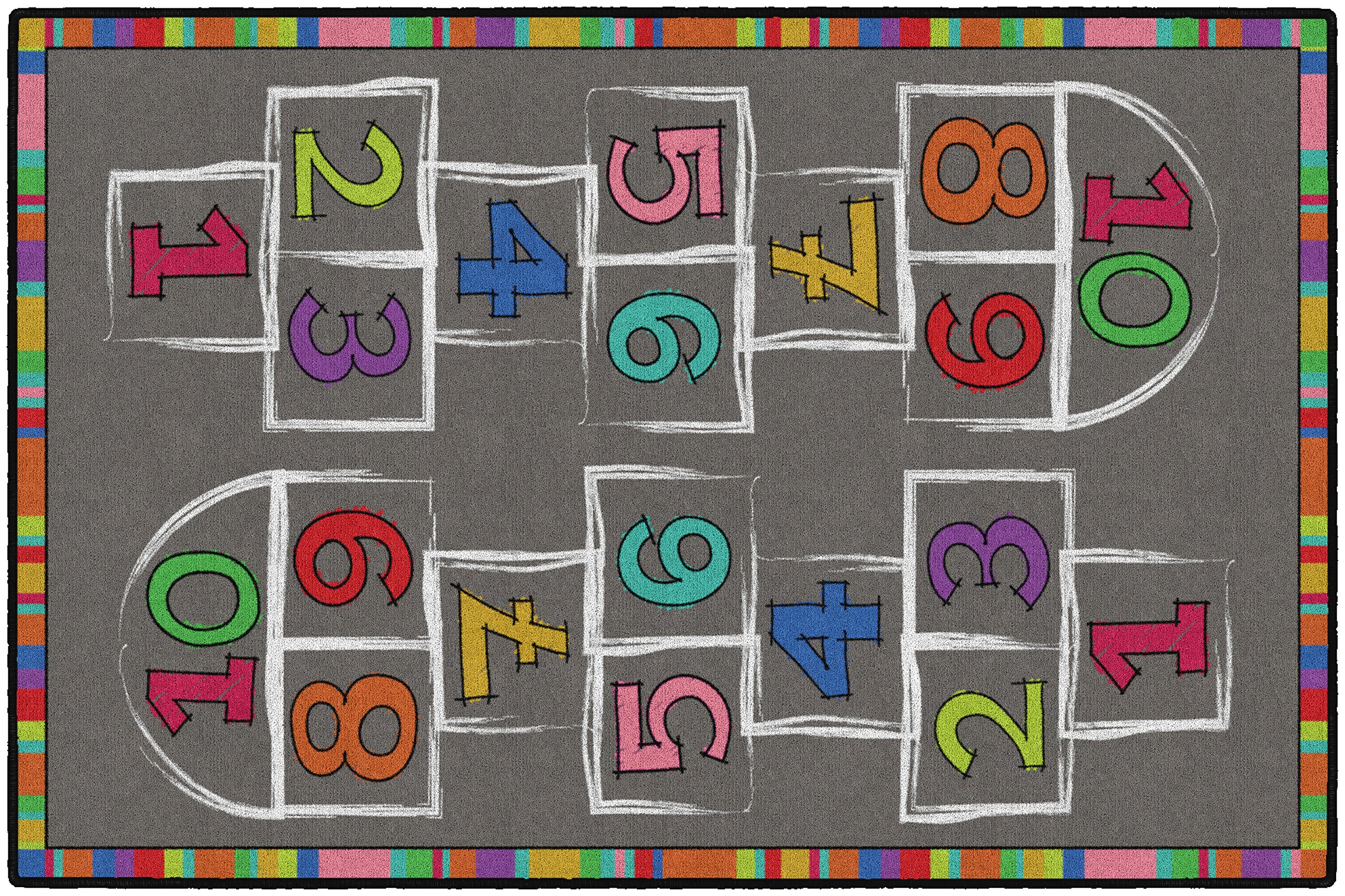 Flagship Carpets Hopscotch Rainbow Numbers Activity Area Rug for Children's Classroom or Home Learning Mat, Kids Room or Playroom Carpet, 4' x 6', Multicolor