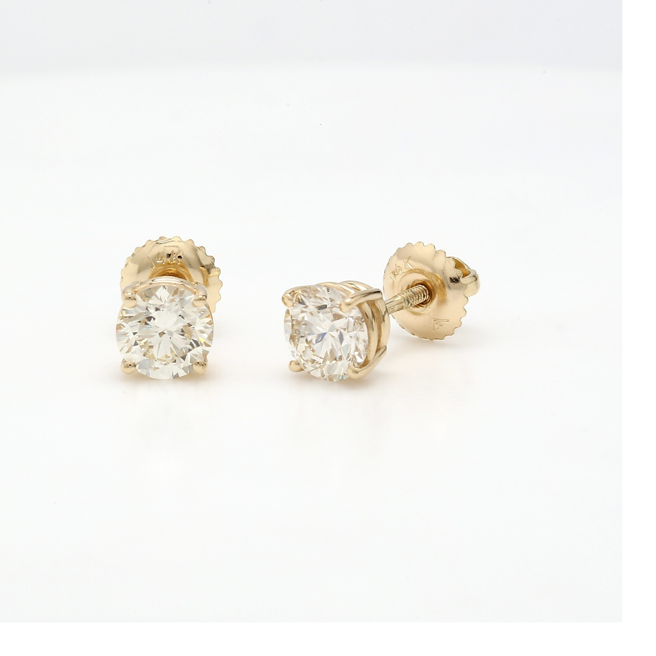 G / Vs .25 Karat Diamant Schrauben Rückseite Nieten 14k Weiss Gold Lab