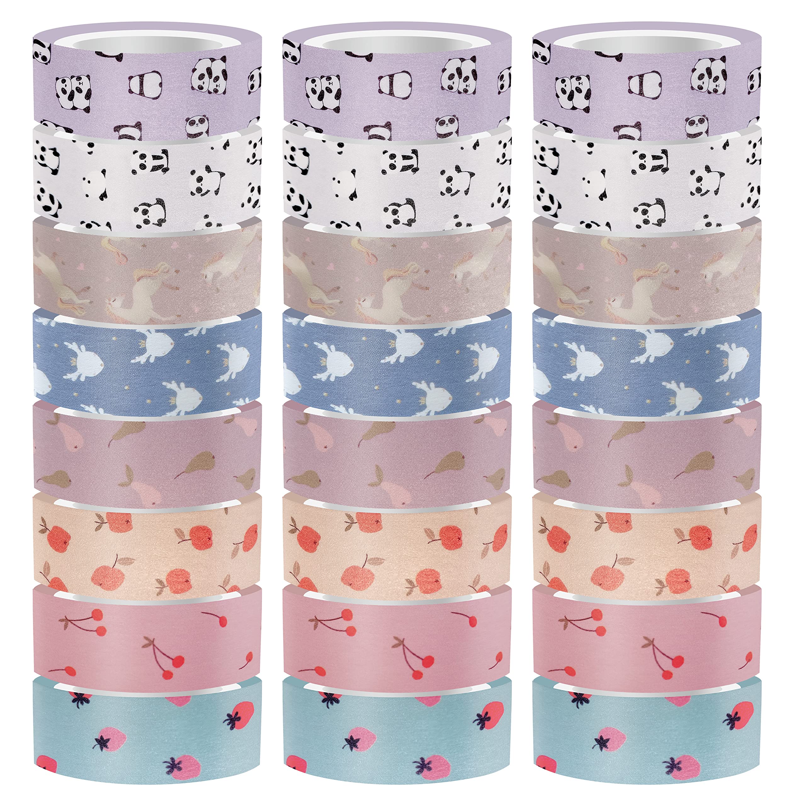 Interdruk Lot de 24 rouleaux de ruban adhésif Washi - Ruban de masquage coloré pour scrapbooking, bullet journal, emballage cadeau et décoration - 120 mètres de long - Thème fille mignonne