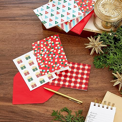 Miniatura 2 de Hallmark - Tarjetas en blanco, surtido de tarjetas navideñas en caja (Luces navideñas y regalos, 24 tarjetas y sobres)
