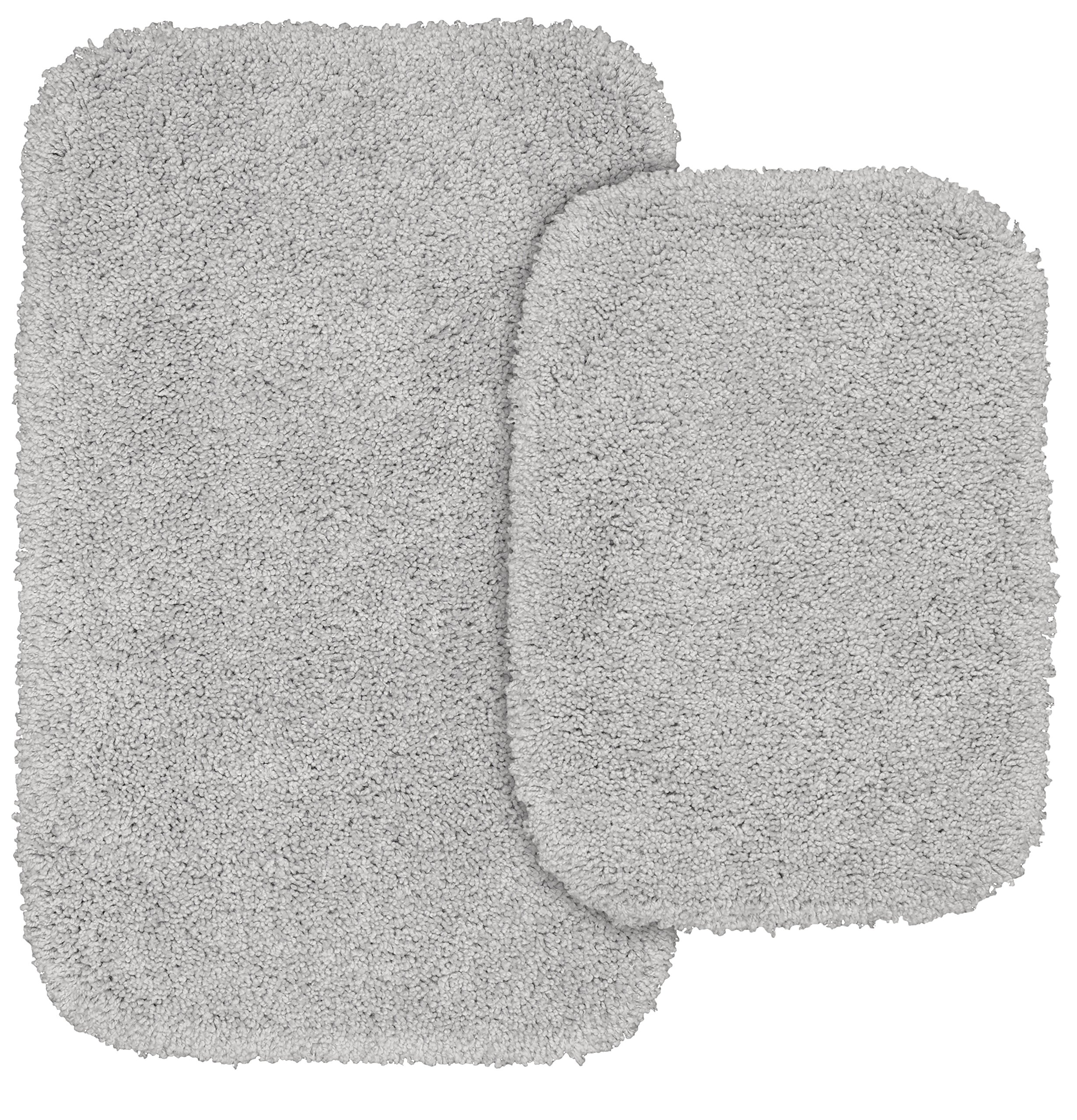Garland Rug Serendipity Platinum Gray 2 Bath Rugs (17"X24", 21"X34") Shaggy Nylon Washable Bathroom Rug Set - Soft, Absorbent, and Stylish for Your