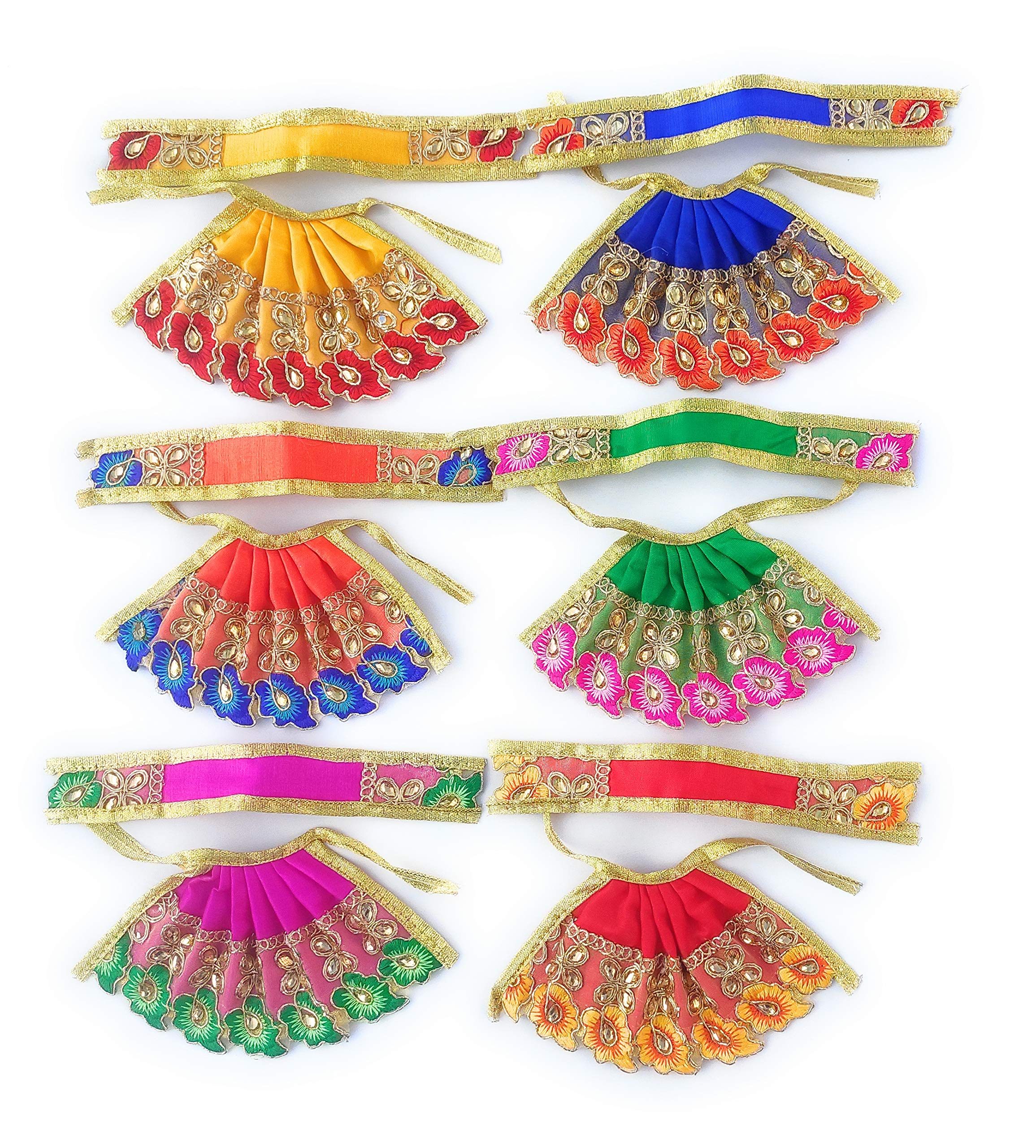 Chircrafts Heavy Embroided Lehenga Patka poshak for Durga, Laxmi Ganesh,Saraswati Devi, All devij matarani i(3 X 6) INCHES, Combo-6