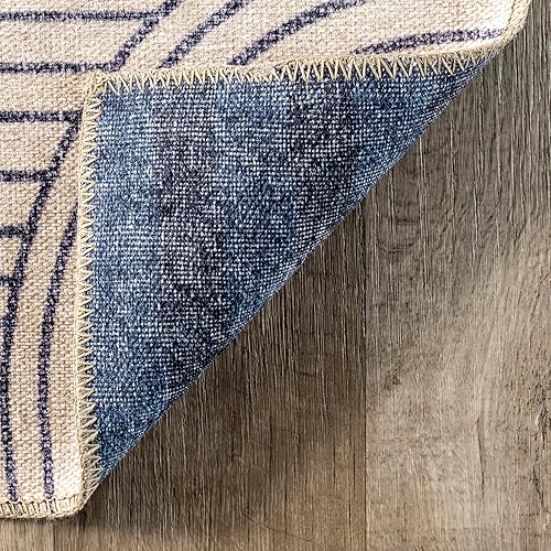 Miniatura 5 de nuLOOM Marestella - Alfombra reversible lavable a máquina, 8 x 10 pies, color beige y azul marino