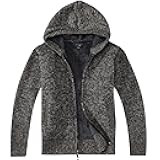 Boy's Full Zip Knitted Cardigan Sweater with Hoody and Sherpa Lining