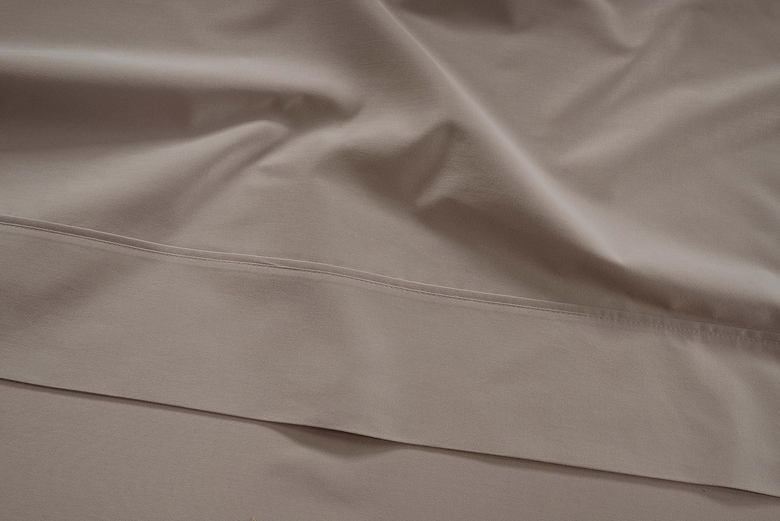 Lane Linen 100% Cotton Bed Sheets – 450 Thread Count Cooling Sheets Queen, Durable Daily Use Bedding, Value Comfort for Nightly Rest, Hotel Sateen Finish, Snug Fit 15" Deep Pocket Fitted Sheet – Taupe — view 6