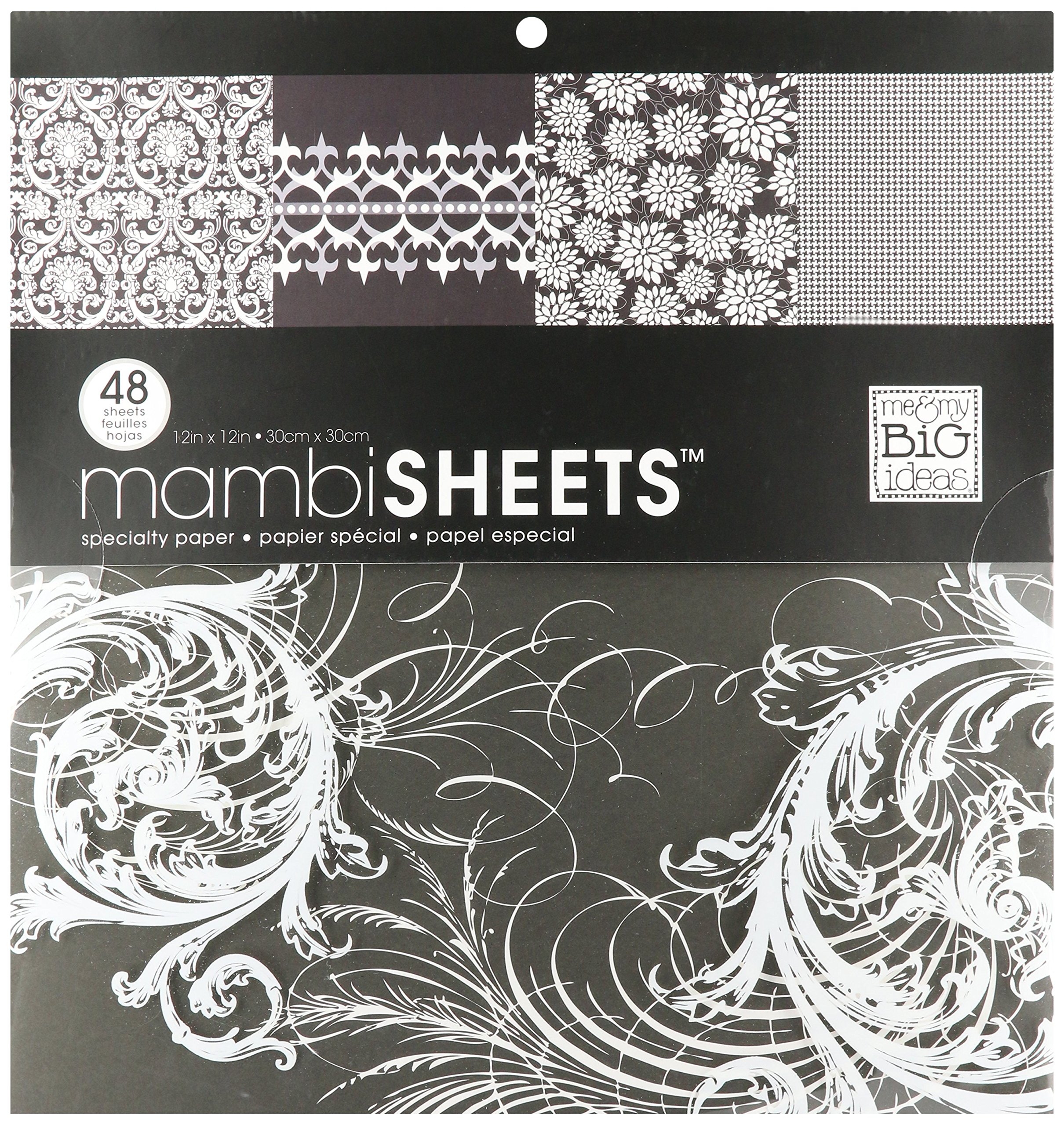 Me & My Big Ideas MAMBI Specialty Cardstock Pad 12-Inch by 12-Inch 48 Sheets, Black & White