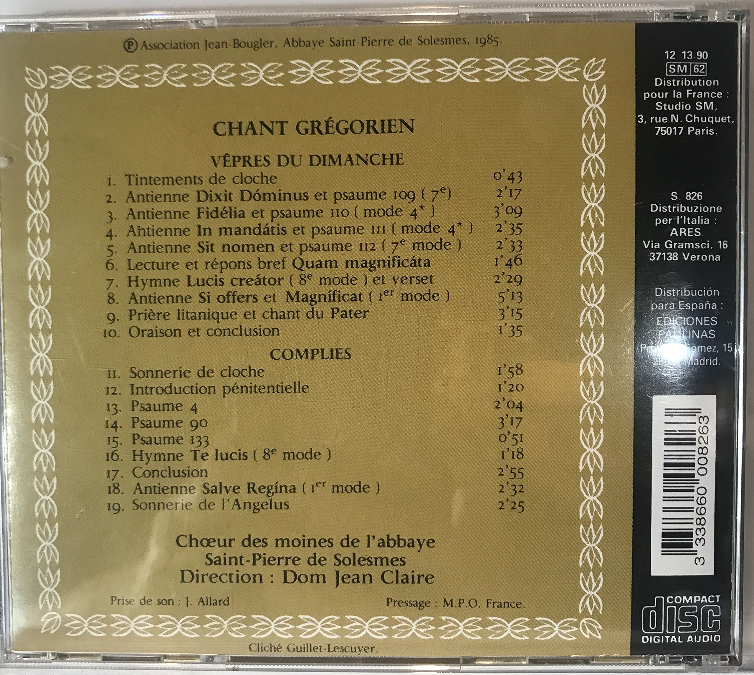 Vêpres et Complies à L'Abbaye de Solesmes, Chant Grégorien