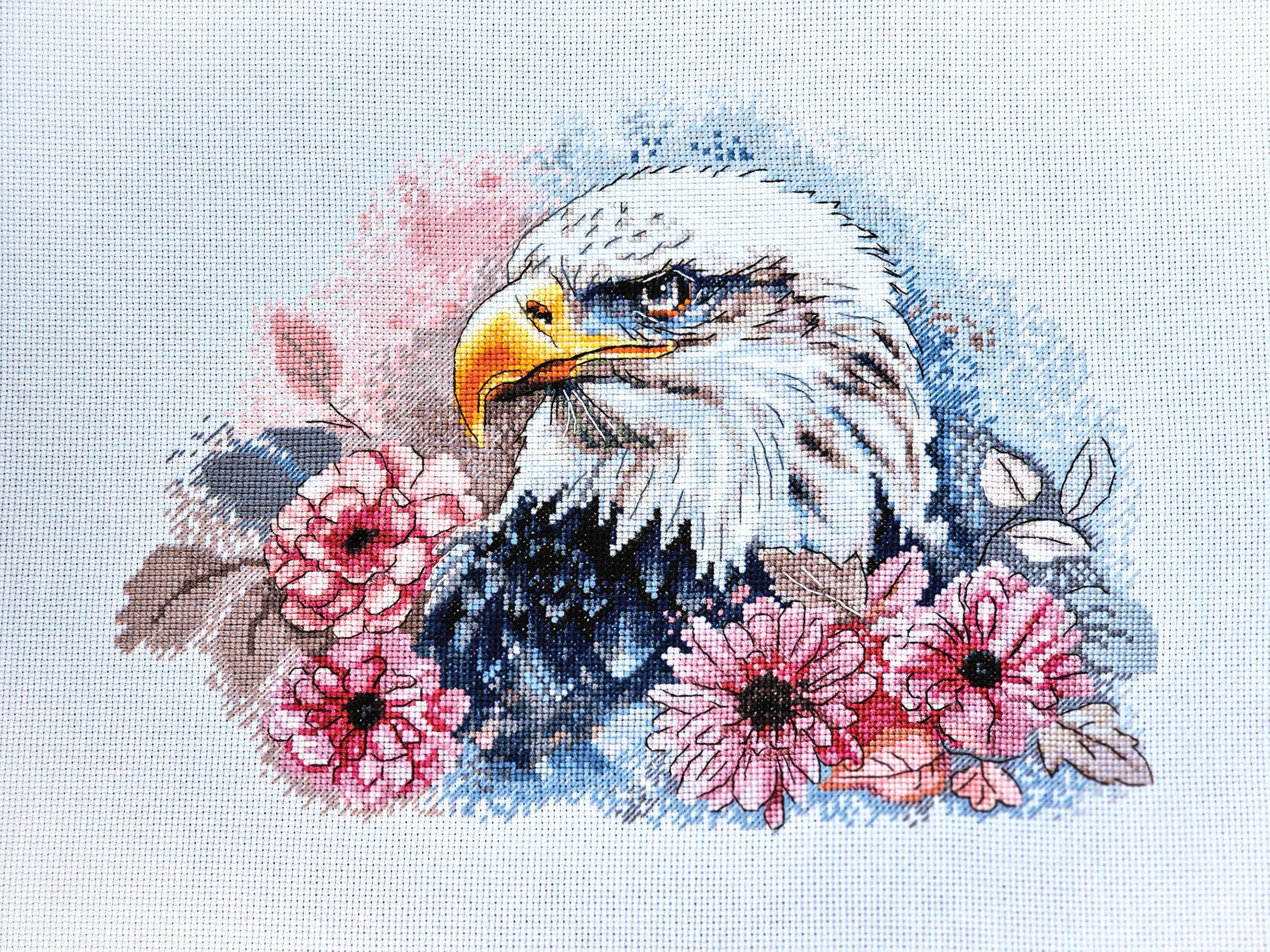 Luca-S counted cross stitch kit ""Hunting Eagle"", 27x20cm, DIY