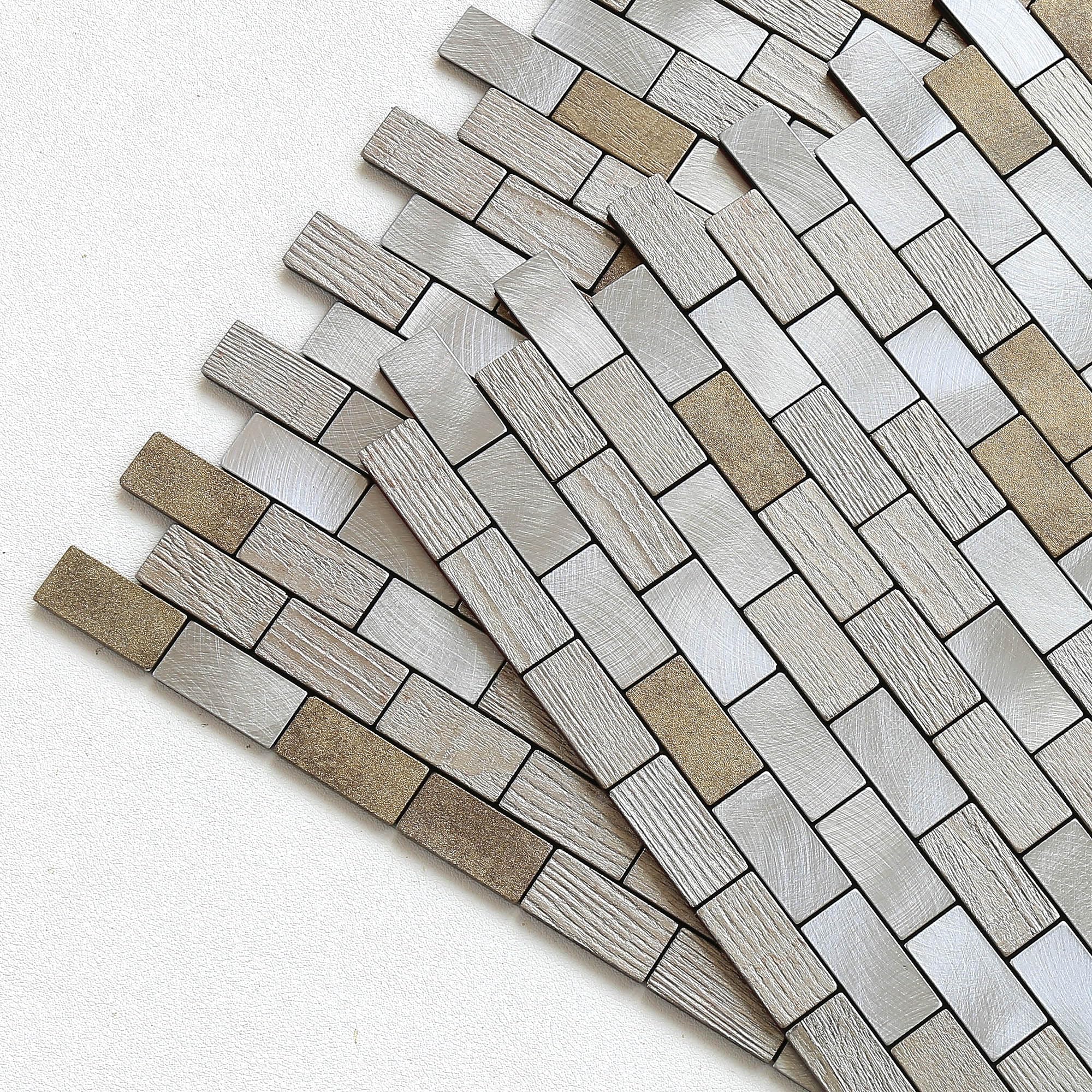 Klebefliesen Mosaik Fliesenaufkleber Beige Champagne 10 Stück