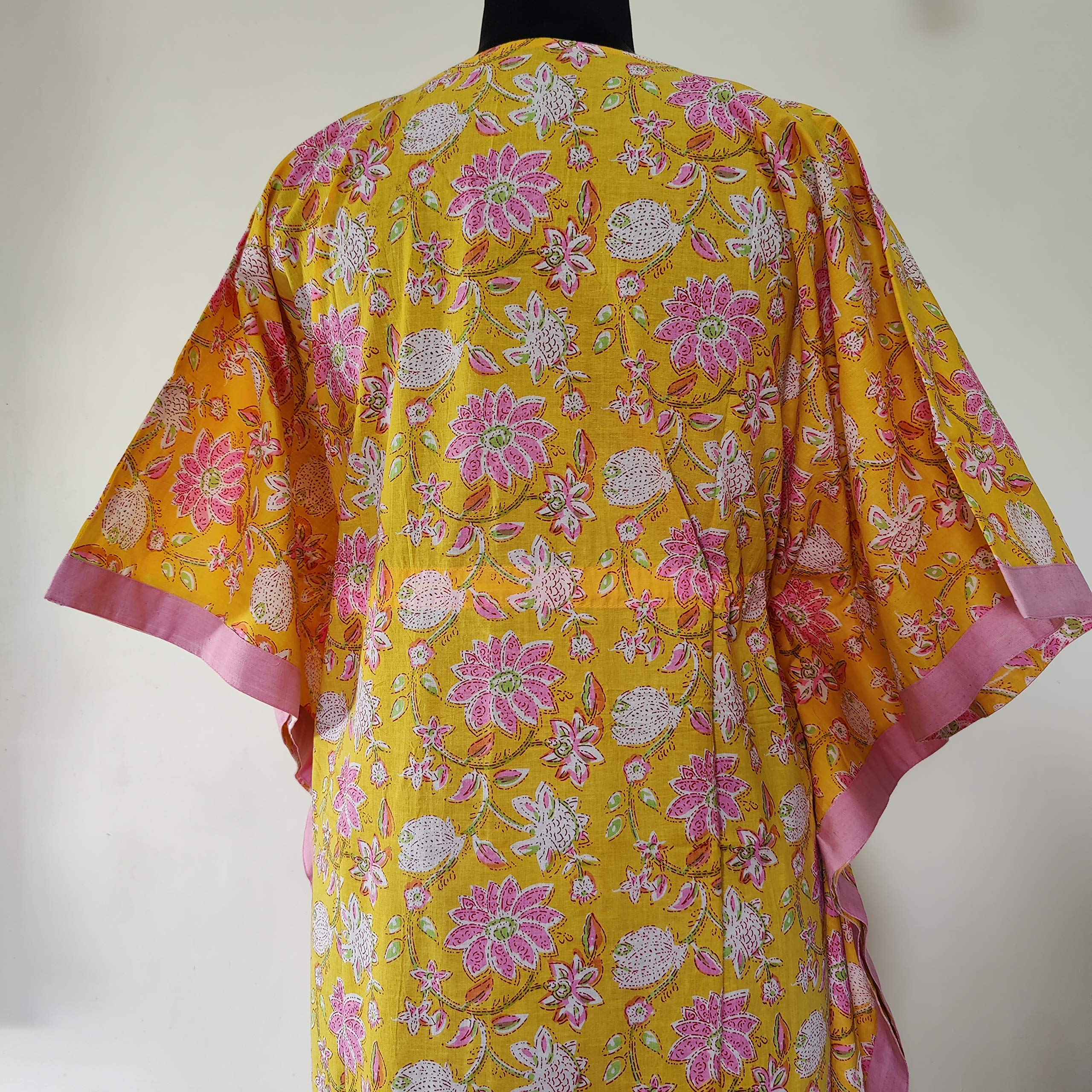 Kaftano stampato a blocchi indiani, kaftano floreale, Caftan, perfetto abito lungo, per essere mamme, copertura spiaggia, pigiameria, miglior regalo per lei, kaftano di cotone, kaftano lungo Caftan