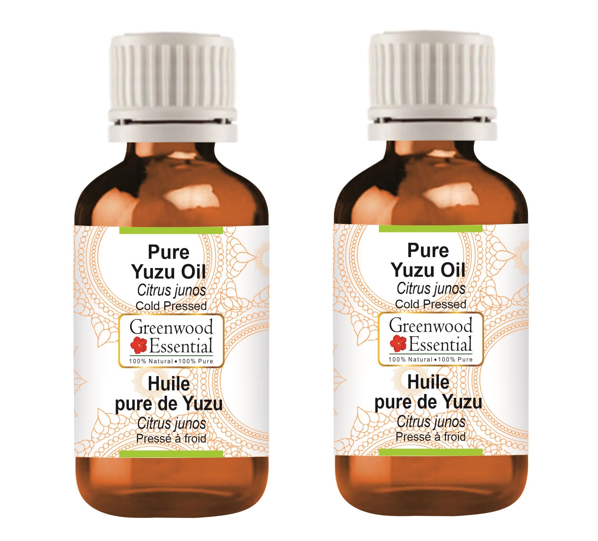 Greenwood Essential Pure Yuzu Oil (Citrus junos) Cold Pressed (Pack of Two) 10ml X 2 (0.66 oz), 10 ml (Pack of 2)