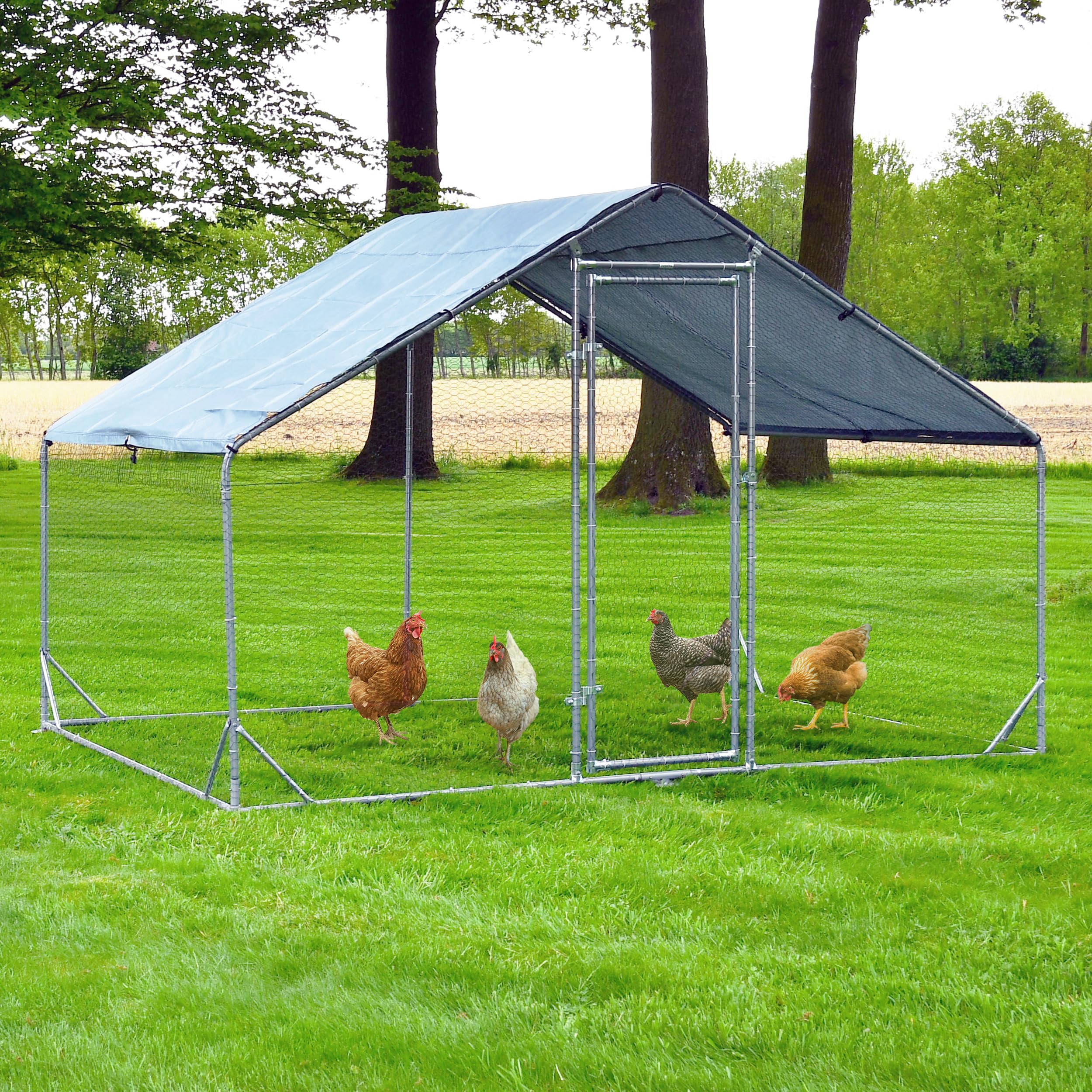 zooprinz XXL Freilaufgehege Metall – Hühner Voliere 200x200x195 cm