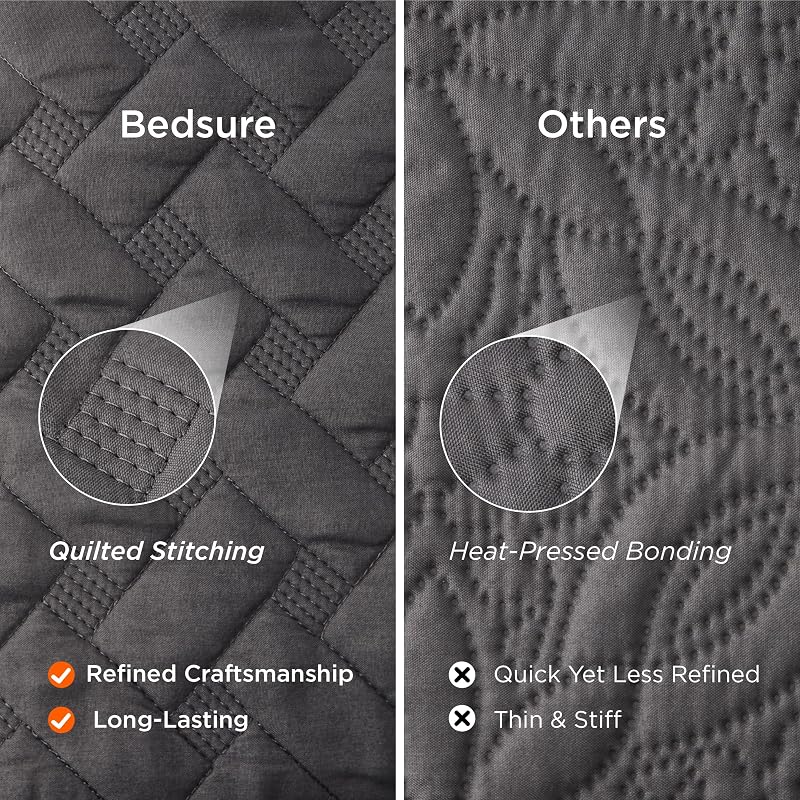 Bedsure Quilts King Size - Grey Bedspreads King Size with Basket Weave Pattern, Soft Quilt Bedding Set, Lightweight Comforter Set Coverlet for All Seasons with 2 Pillow Shams (106" x 96") image 5