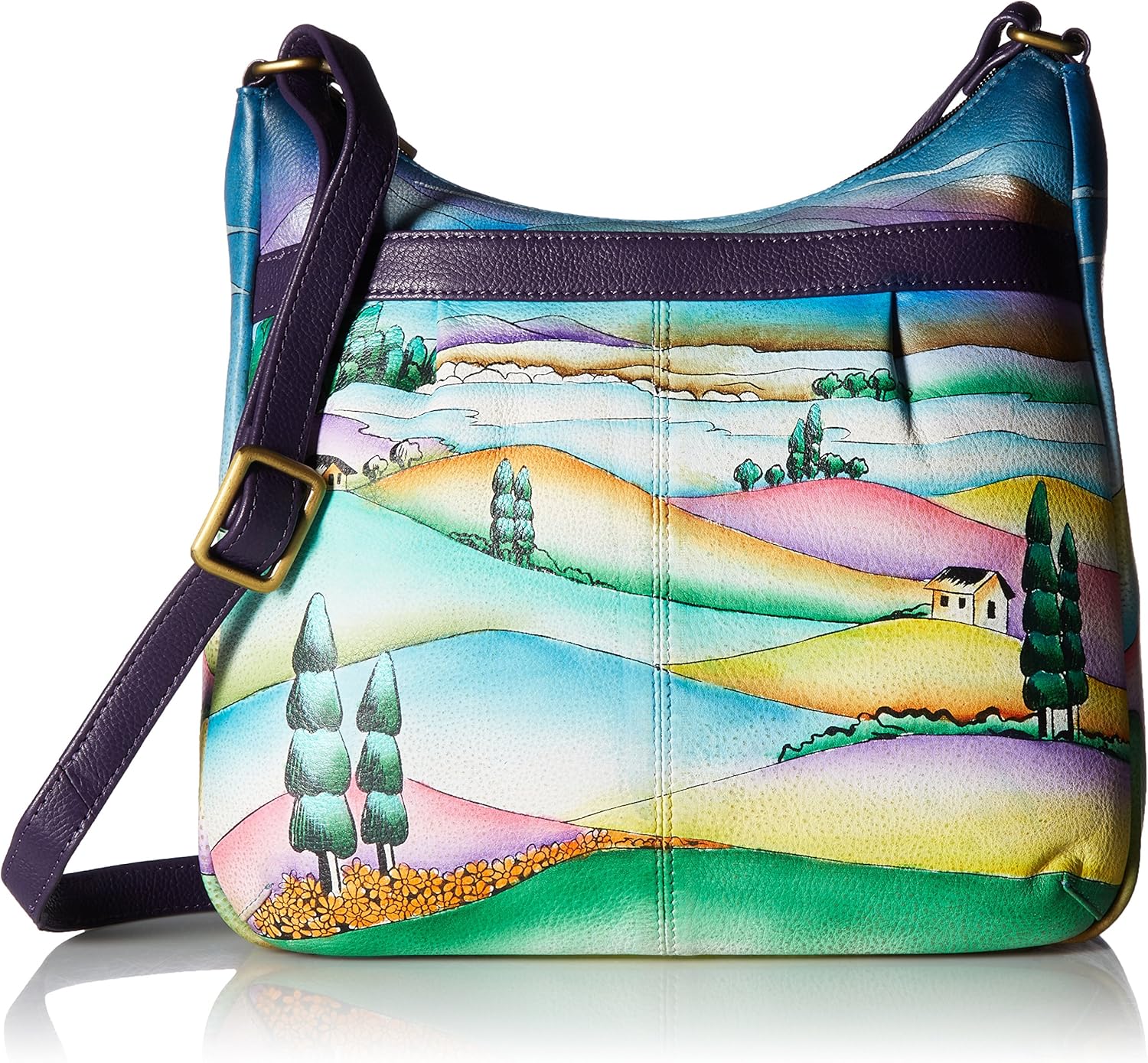 Anna by Anuschka Women's Genuine Leather Medium Cross Body | Zip-Top Organizer with Outside Pocket