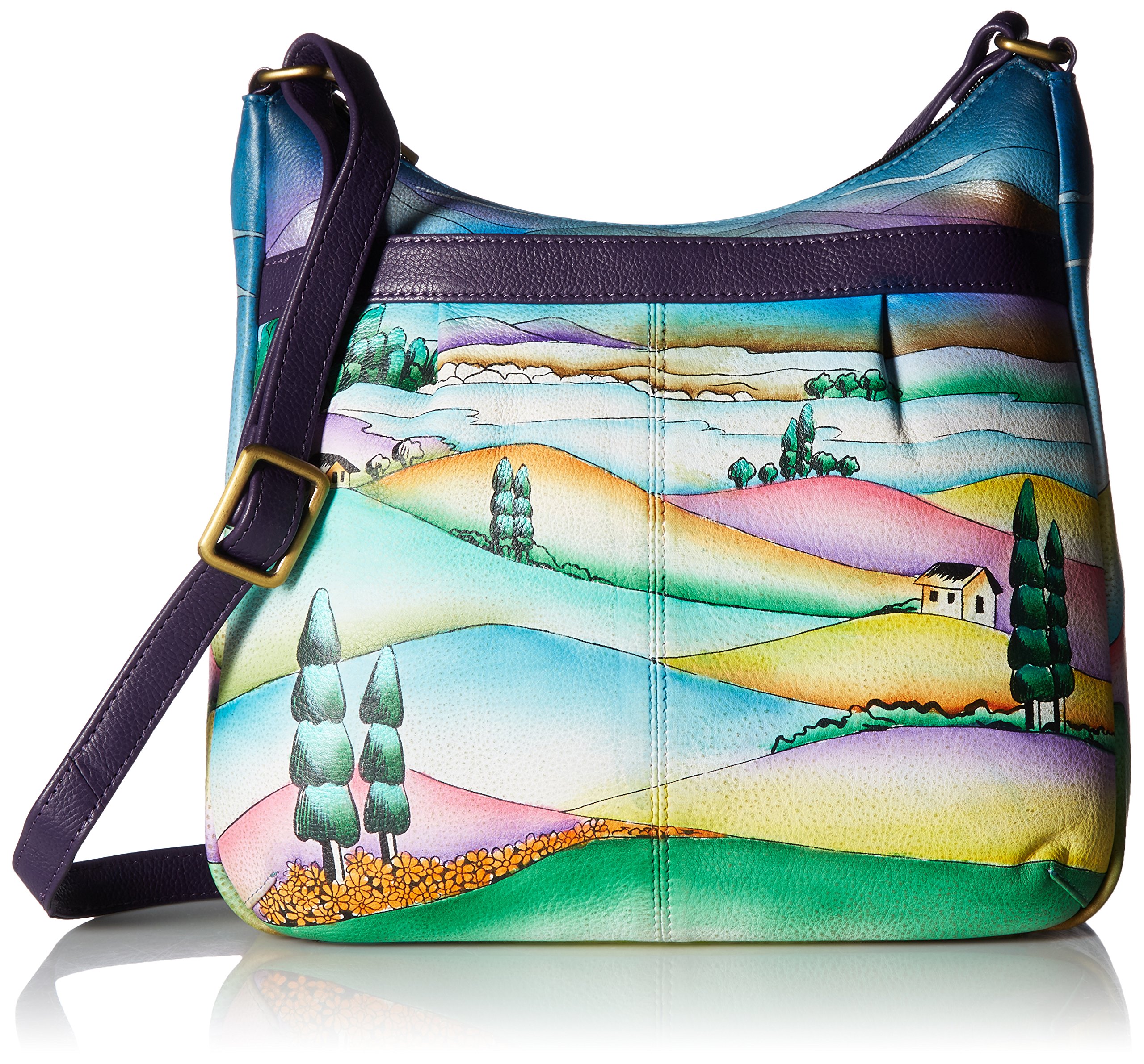 Anna by Anuschka Women's Genuine Leather Medium Cross Body | Zip-Top Organizer with Outside Pocket