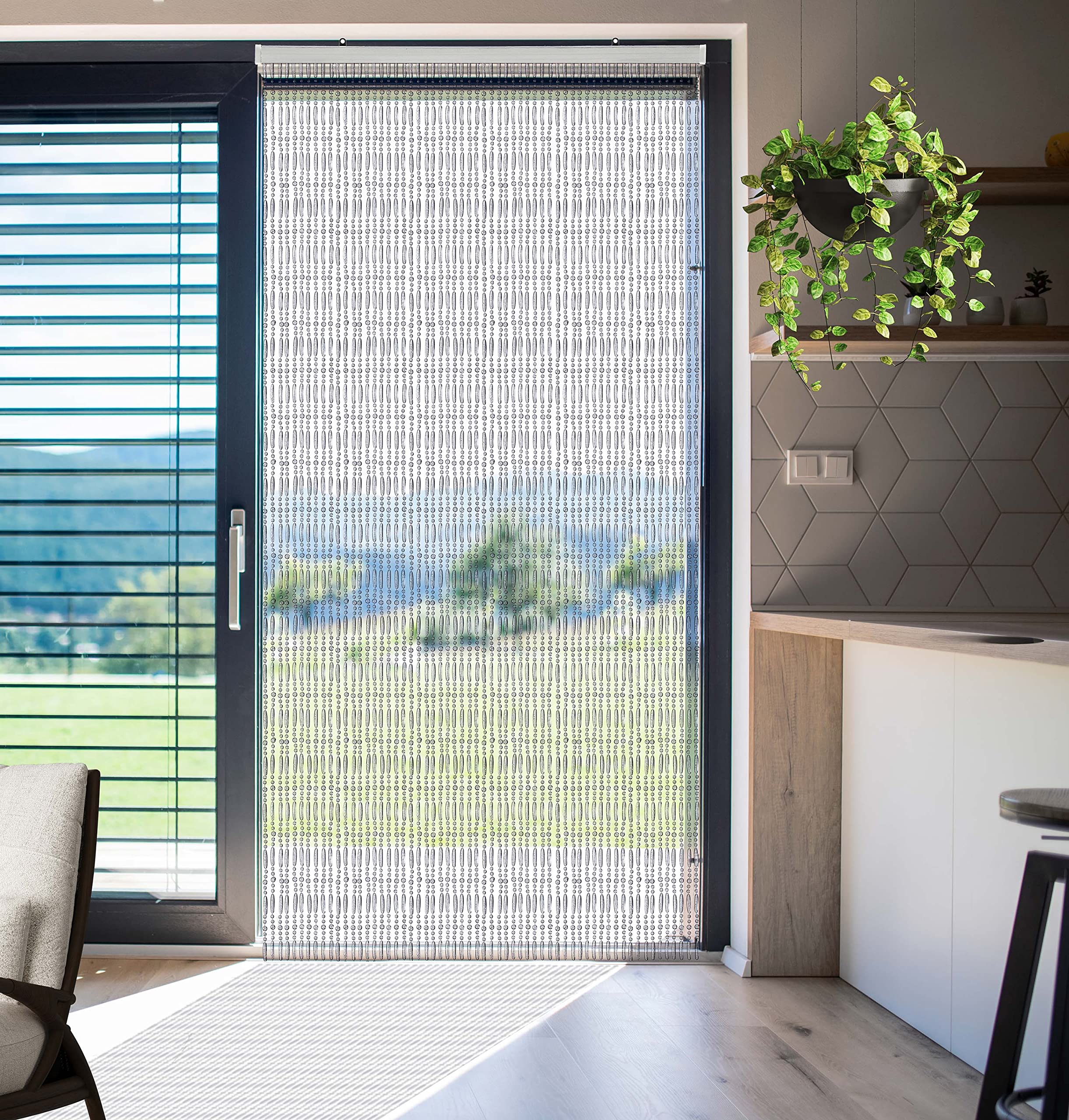 Wicotex Perlenvorhang TRANSPARENT (100x240cm) Insektenschutz Perlen - Fliegenvorhang - Balkontür Fliegengitter - Terrassentür