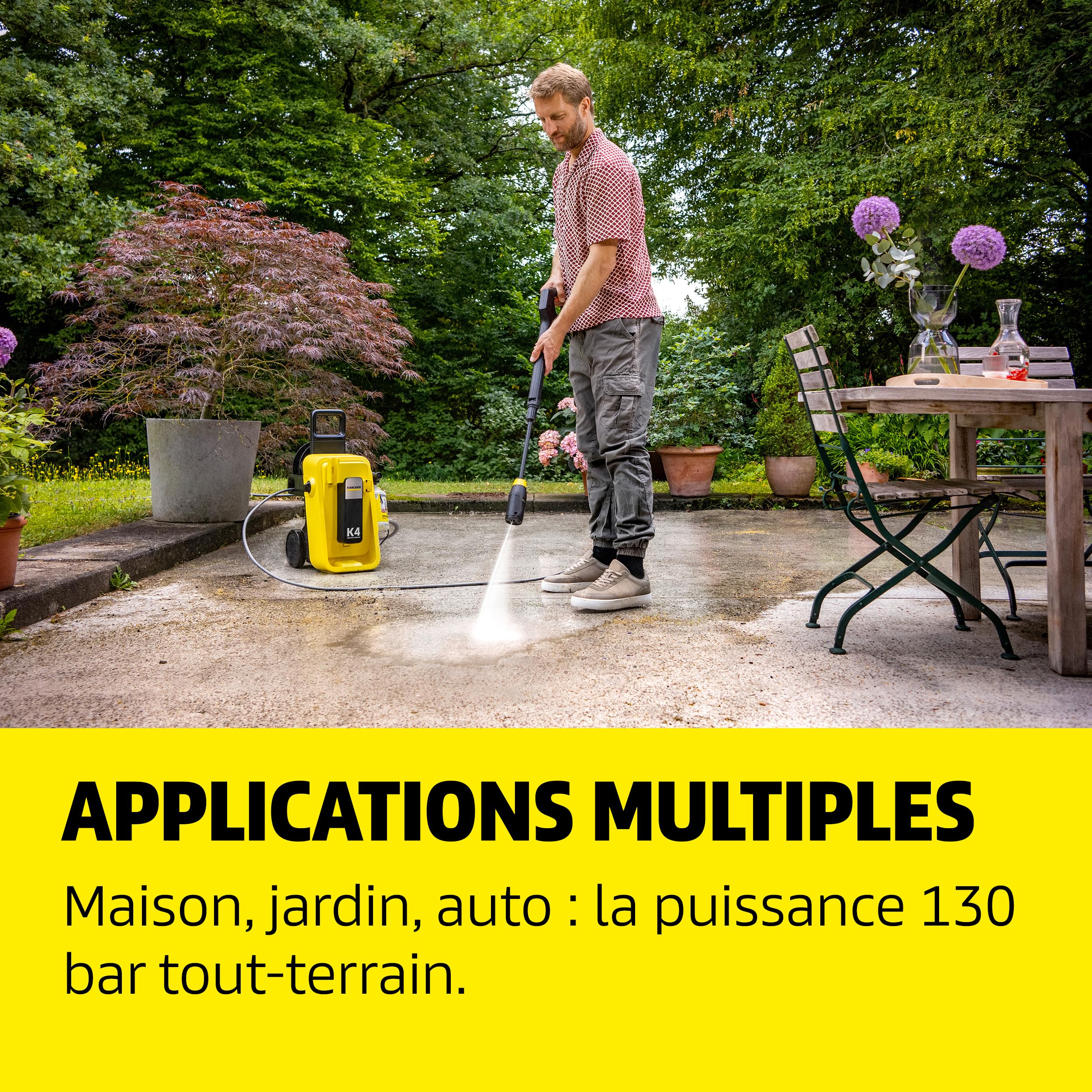 Kärcher Nettoyeur Haute Pression K 4 Comfort Premium Home, Max. 130 Bar, Débit : 420 l/h, Surface : 30 m²/h, Flexible Haute Pression Extra Souple, Enrouleur de Tuyau, Multi Jet 4 en 1, Home Kit