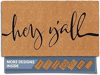 Barnyard Designs Natural Coco Coir Non-Slip Doormat (17x30, Y'all)