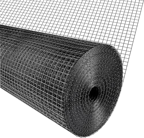 Tela negra de 12 pulgada de malla de alambre recubierta de vinilo de 48 x 50 pies  Rollo de alambre de pollo cuadrado soldado calibre 19 para el