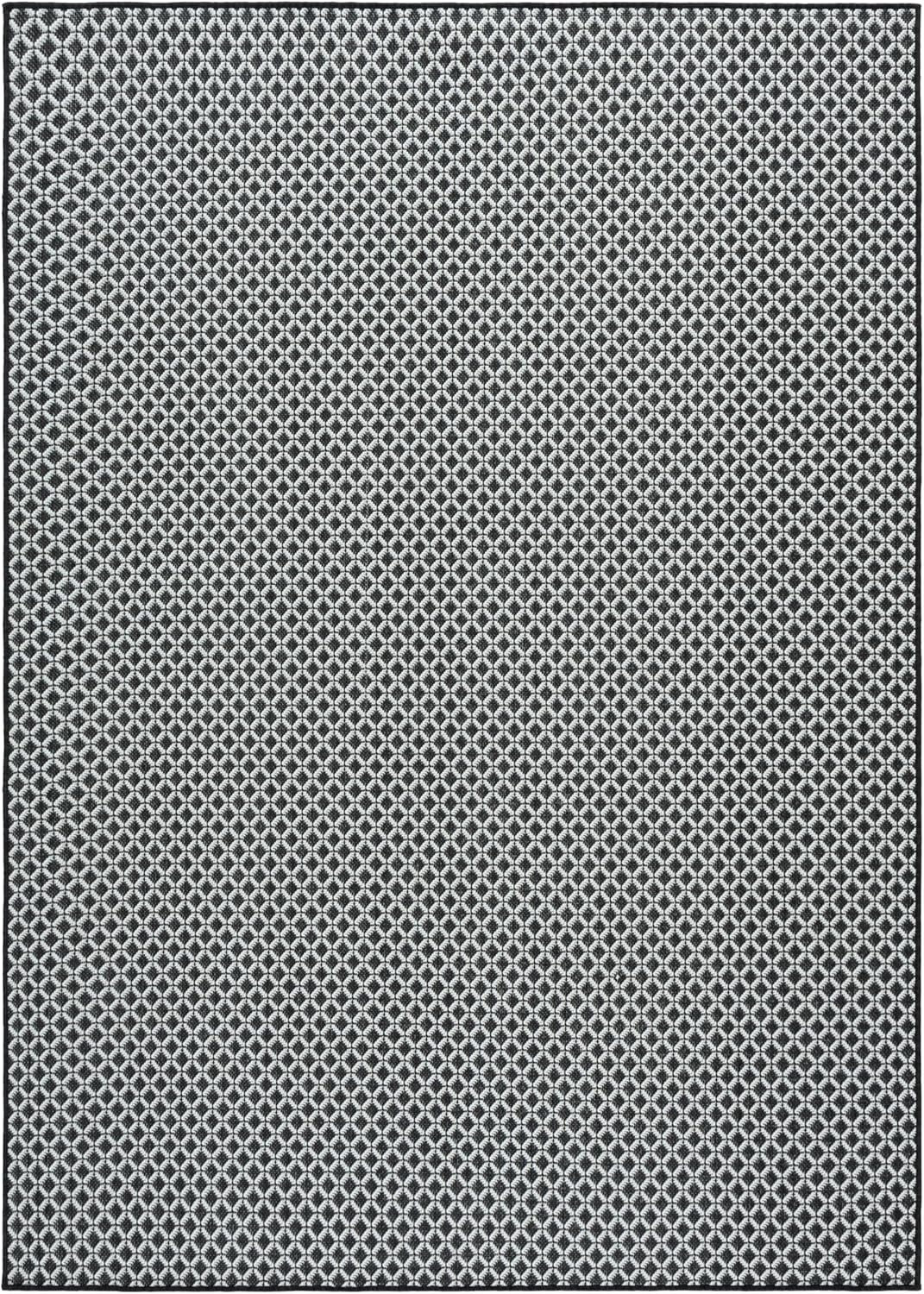 SAFAVIEH Washable Rug Outdoor Terrace Collection - 4' x 6', Black & White, Non-Shedding & Easy to Clean, Ideal for Patio, Backyard, Mudroom (TER804Z)