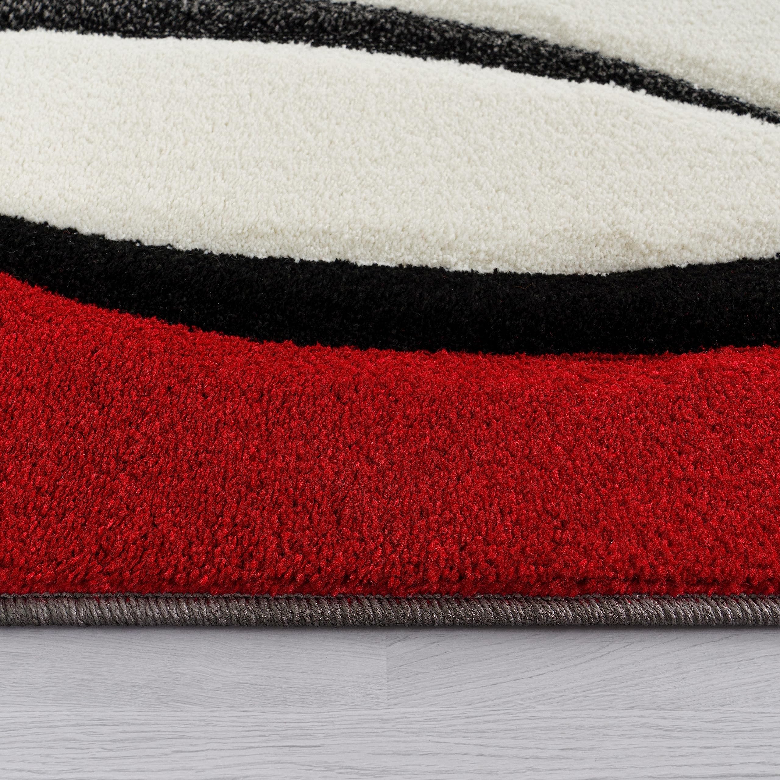 Paco Home Alfombra Salón Tamaños Motivo Cuadros Rayas Diseño 3D Pelo Corto, tamaño:160x230 cm, Color:Rojo