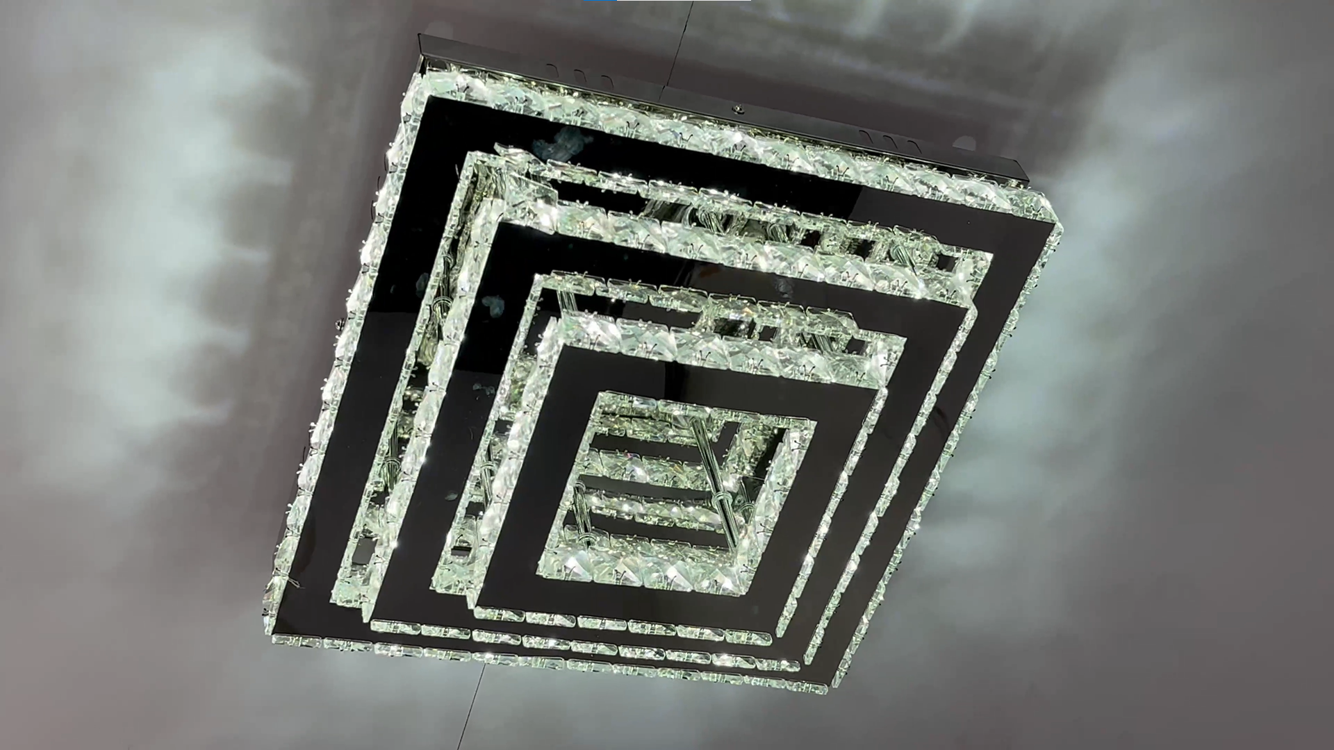 Finktonglan Modern Square Crystal LED Ceiling Light Fixture