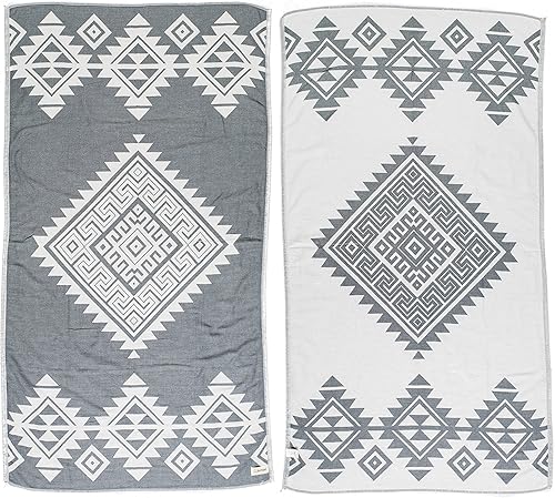 Bersuse Toalla turca Yucatan de doble capa 100% algodón, 39 x 71 pulgadas, gris plateado