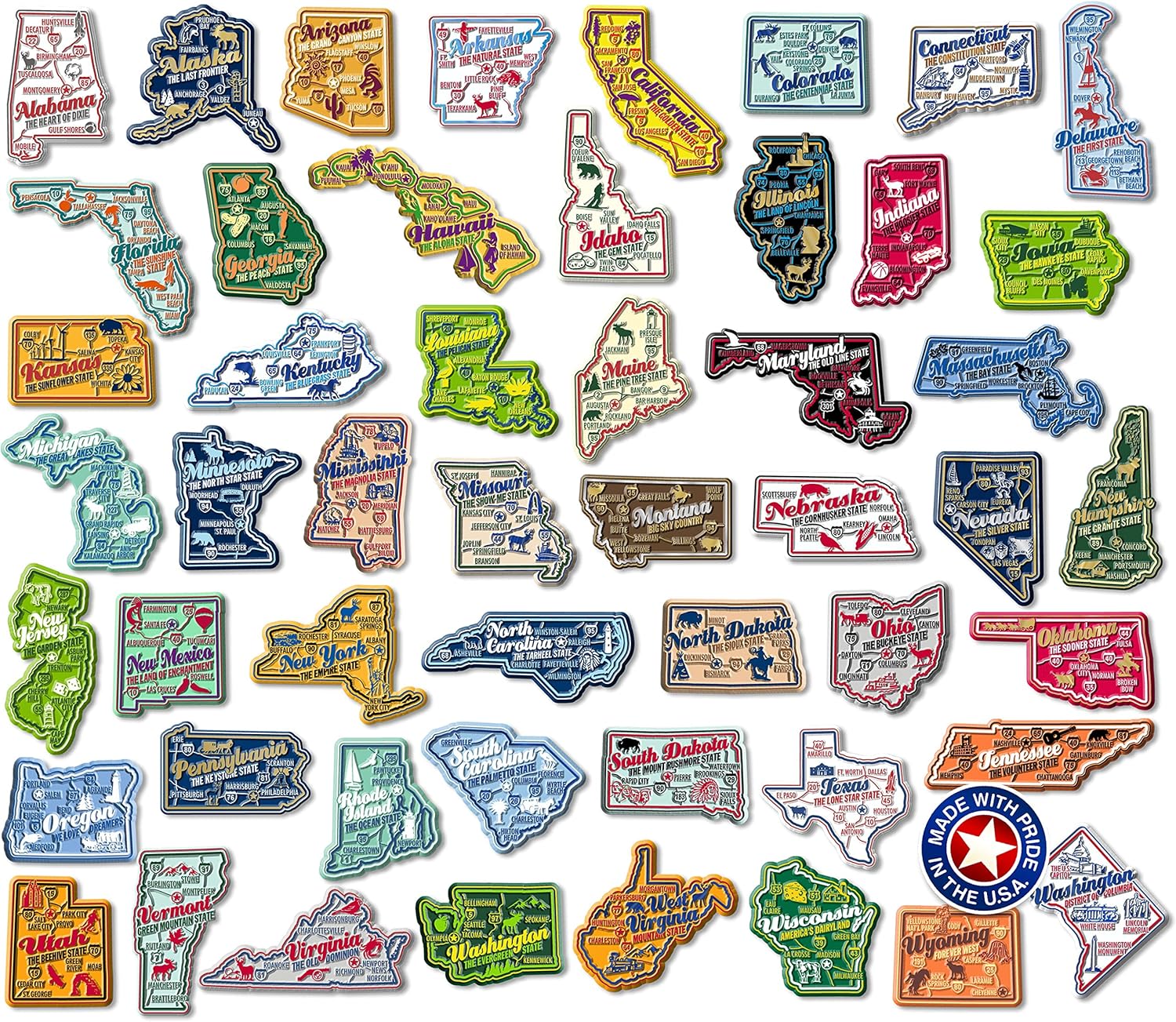 Classic Magnets: Vintage-Style State Magnets