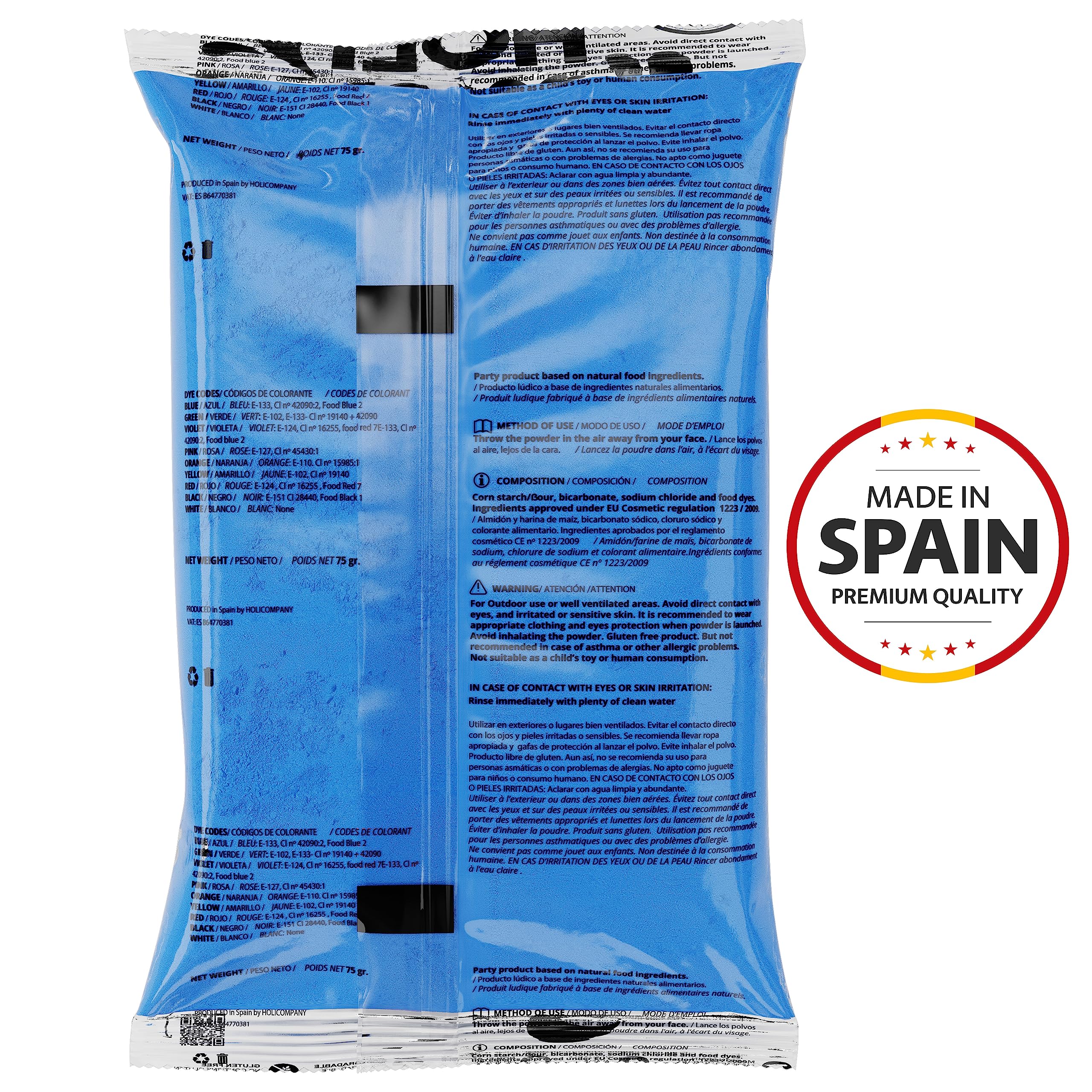 Poudre Holi - Sac 1 kg - 9 Couleurs Différentes - Peignez en Couleur vos Fêtes Holi et Holi Run