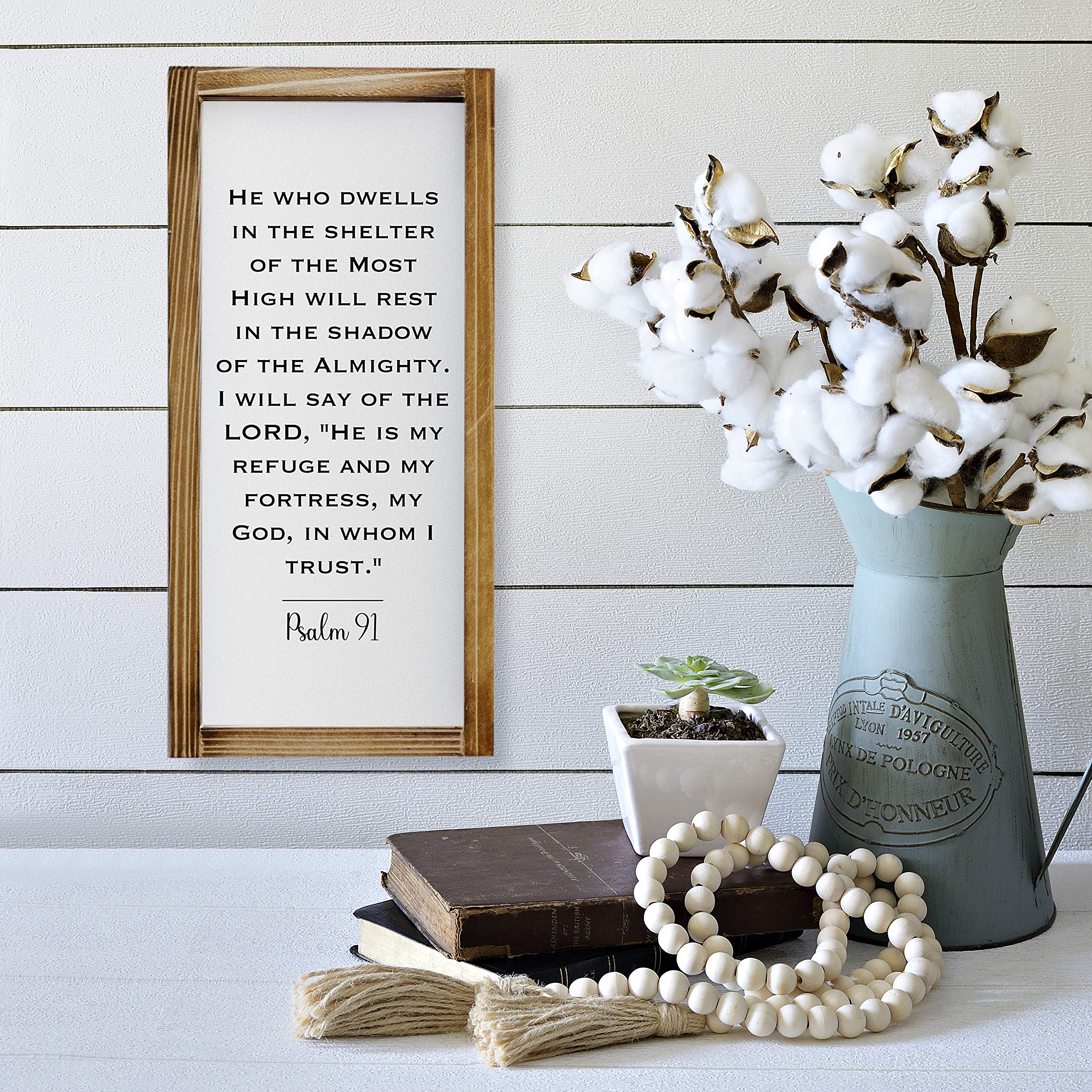 Psalms 91 Christian Wall Decor 8x17 In, Spiritual Wall Decor Sign