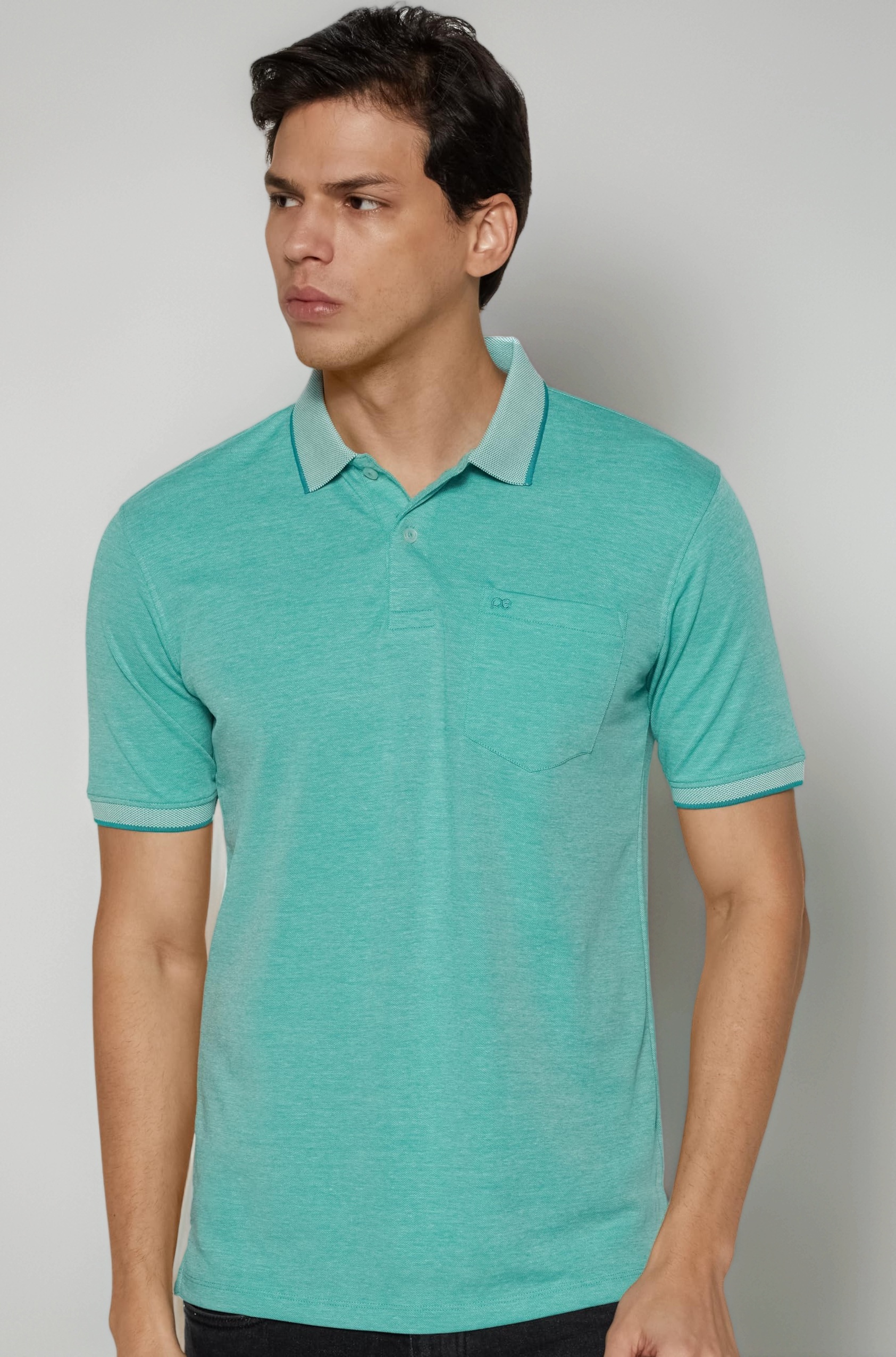 Peter England Men's Premium Regular Fit Half Sleeve Polo T-Shirt with Pocket | Cotton Rich | Birds Eye Interlock Weave